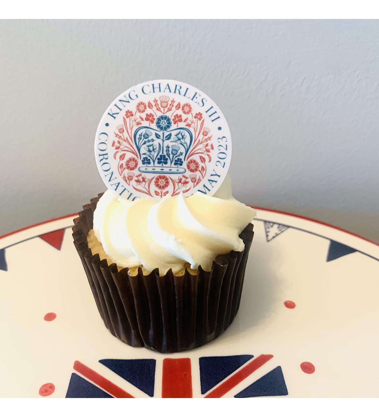 King Charles III Coronation Official Emblem Edible Cake Topper Decorations (24 Pre-Cut on Wafer) 24 Pre-cut on wafer