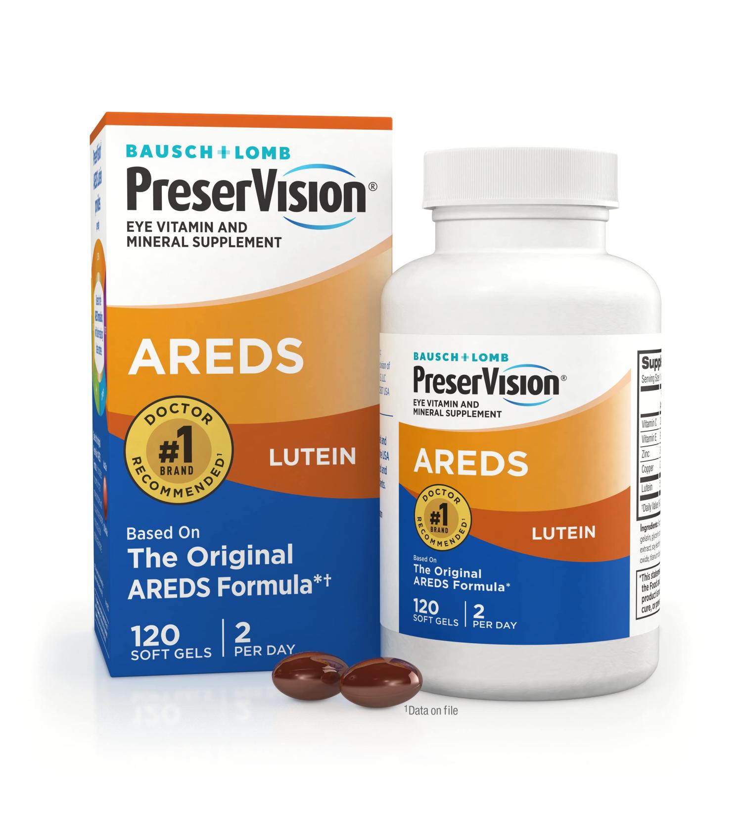 PreserVision AREDS Lutein 120 Soft Gels - Eye Health Support & Vision Formula - Buy Online on GoSupps.com