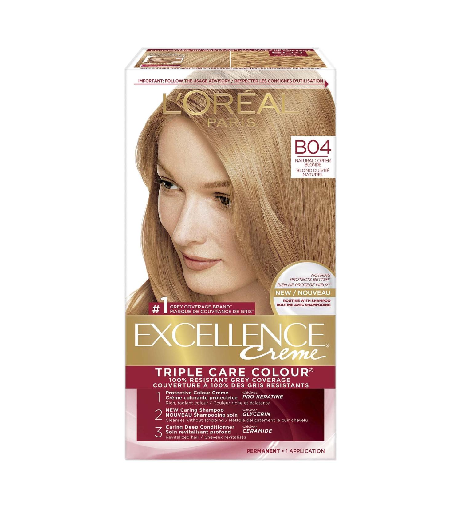L Or al Paris Excellence Cr me Permanent Hair Colour B04 Natural Copper Blonde 1 EA B04 Natural Copper Blonde Cream formula - Buy Online on GoSupps.com