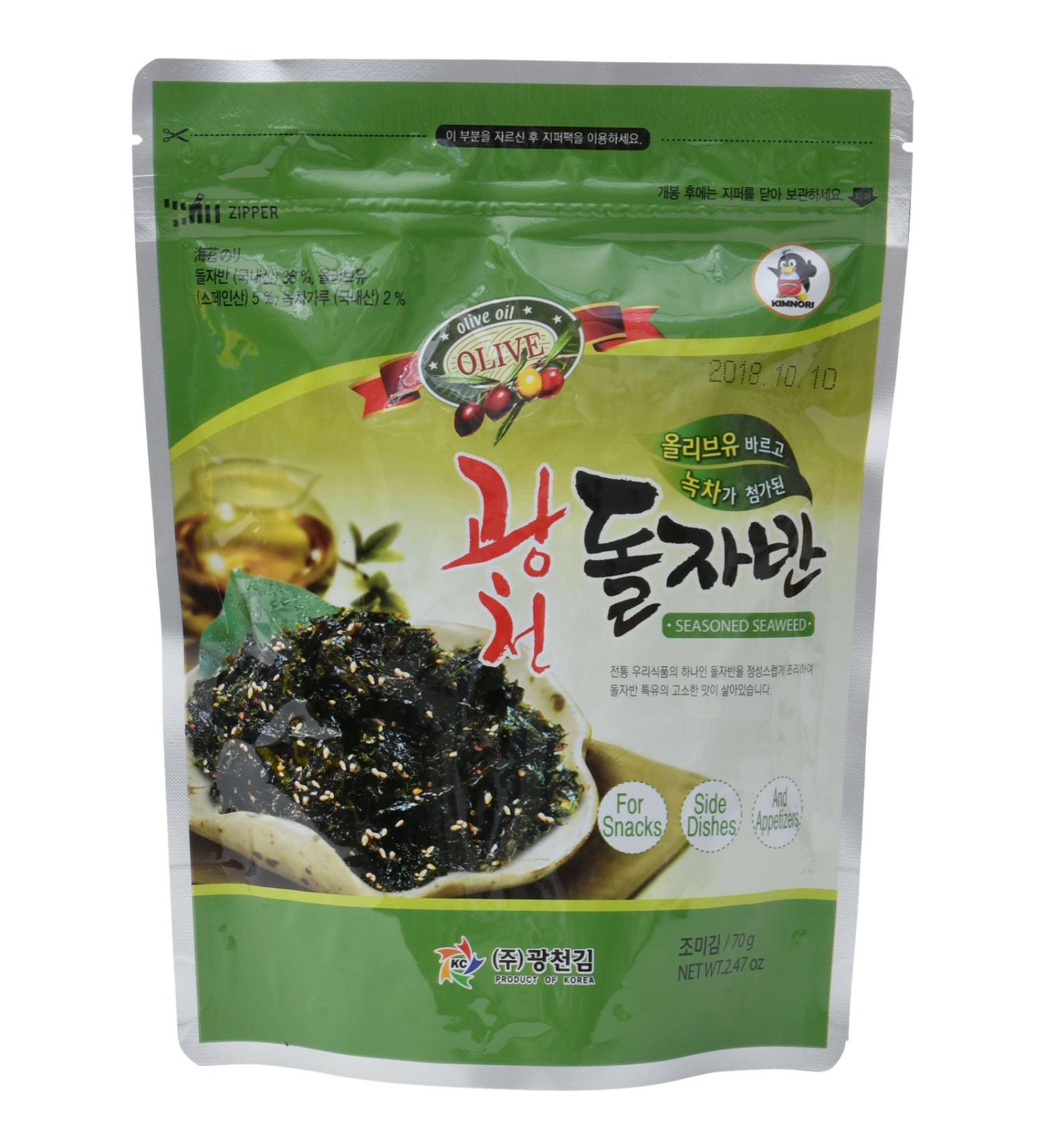 Kwangcheonkim Seasoned Seaweed Flake Olive Oil and Green Tea Flavour 70g