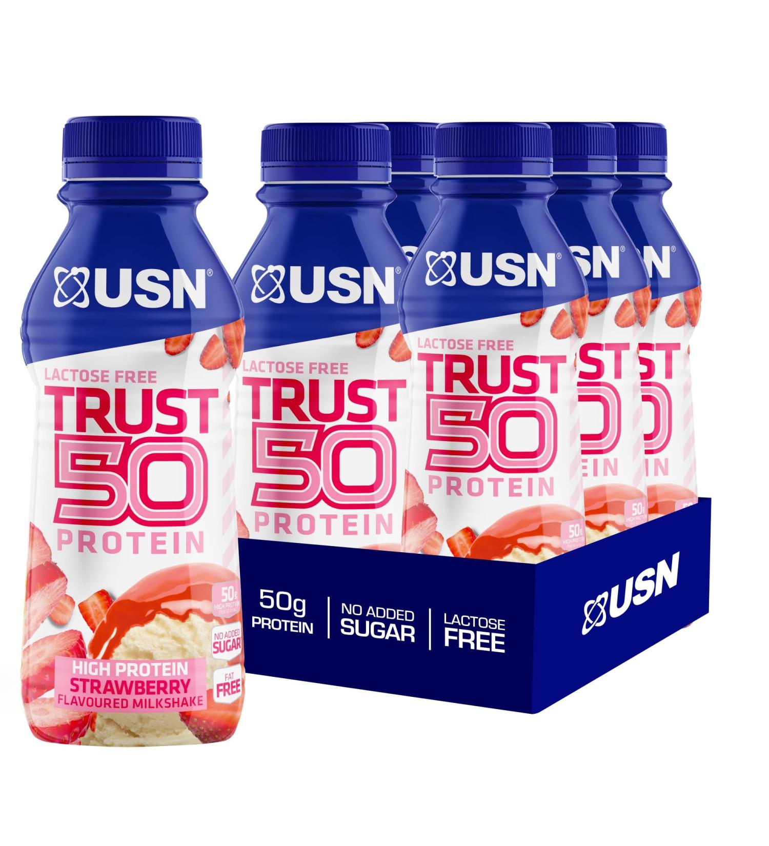 USN Trust 50 Protein Drink Strawberry 6 x 500 ml - Buy Online on GoSupps.com