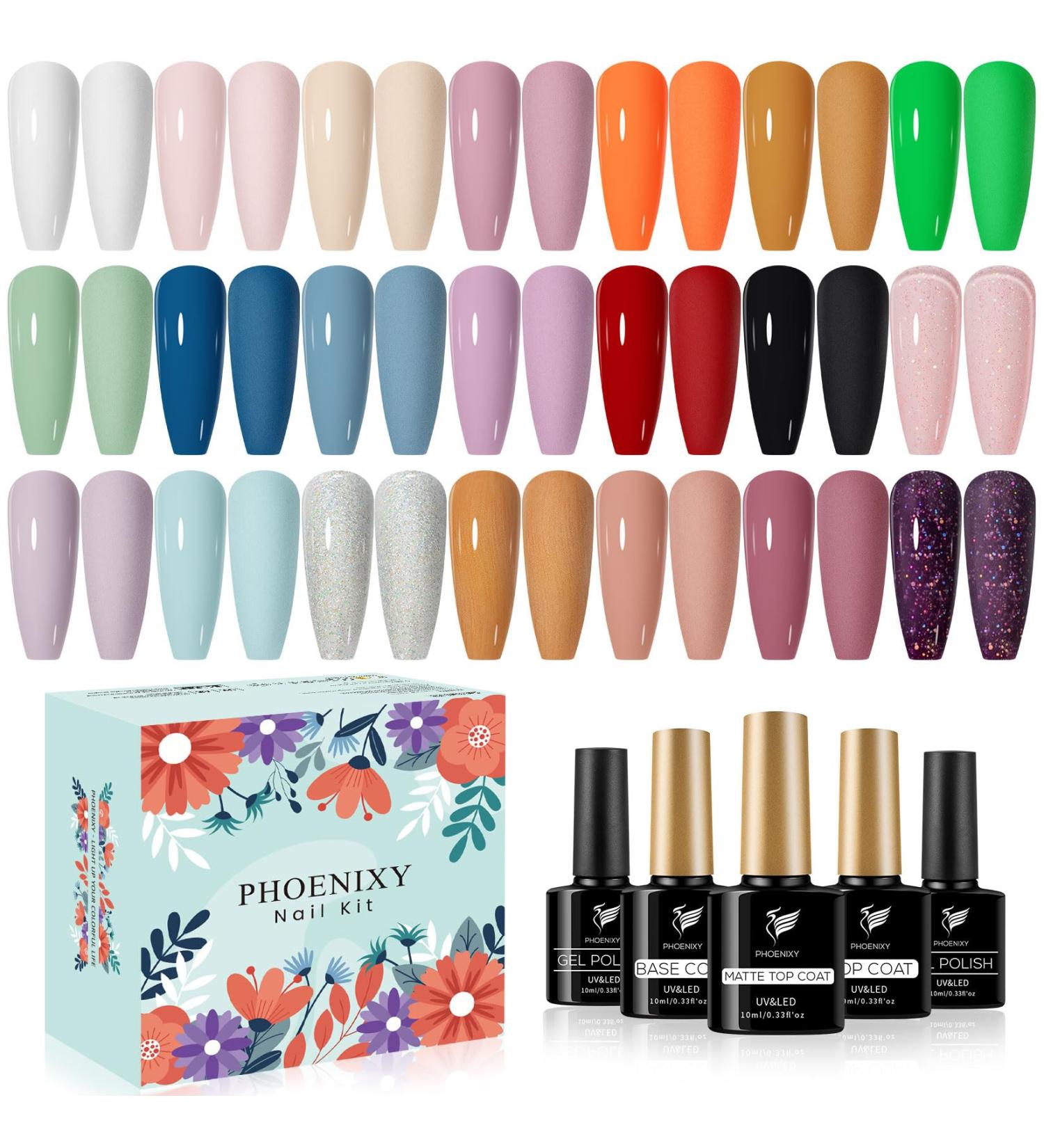 Phoenixy Gel Nail Polishes 24 Pcs 10ml Gel Nail Polish Set Pink Blue Black UV Gel Polish Soak-off Gel Polish Set Gel Nail Varnish Set Valentine's Day Gift Set for Women 24 pcs red yellow series - Buy Online on GoSupps.com