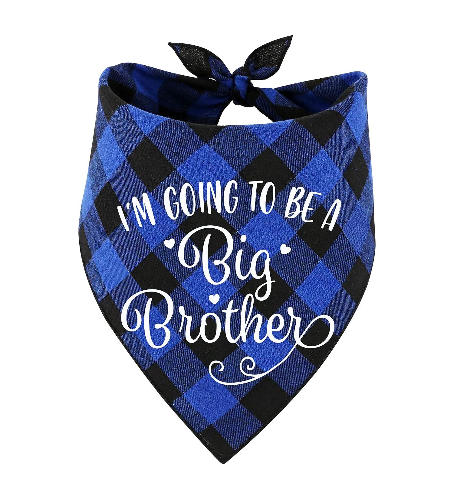 MaySunset I'm Going to Be a Big Brother Dog Bandanas Pet Baby Bulletin Plaid Dog Scarf Gender Revealing Photo Props Pet Dog Photo Props Accessories Blue Small - Buy Online on GoSupps.com
