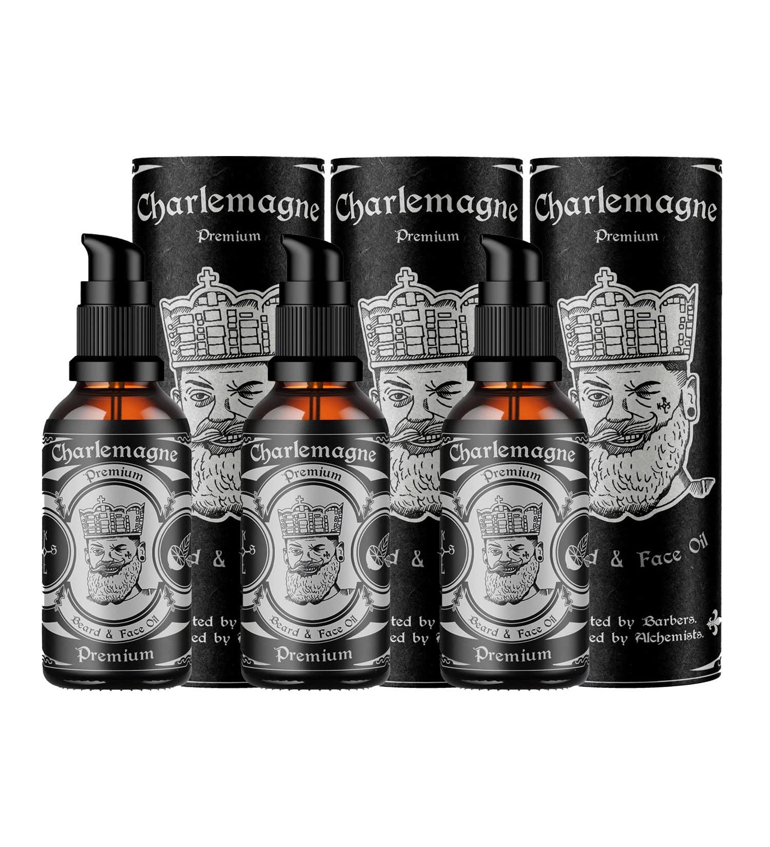 Charlemagne Bart l 3 Set - Vegan Leather Scent Beard Oil | Natural German Beard Care for Men | Stimulates Beard Growth - Buy Online on GoSupps.com