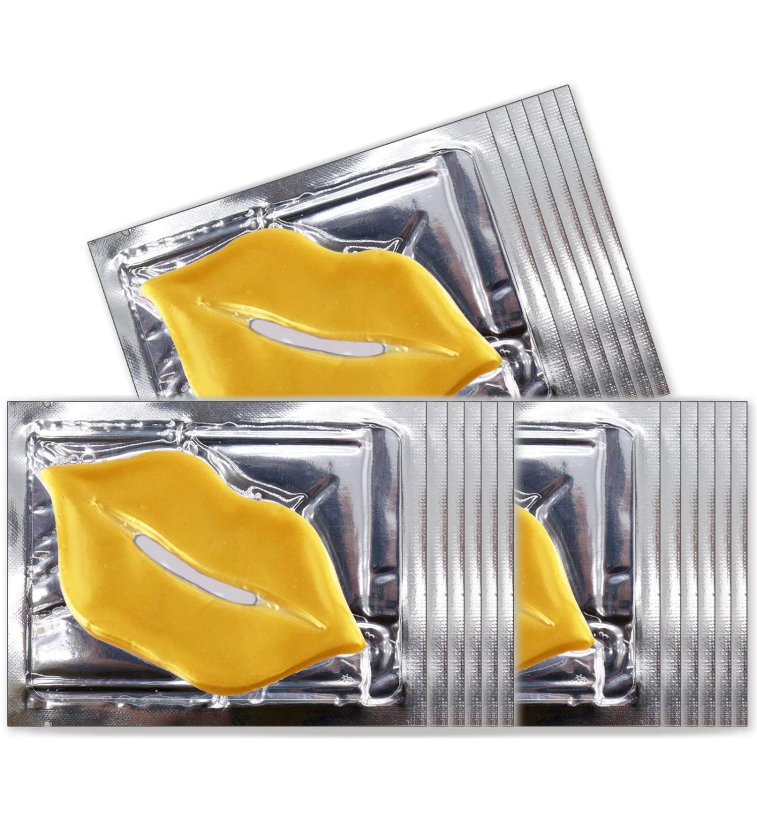 Permotary 30 Pcs Gold Gel Collagen Lip Masks â€“ Moisturizing & Anti-Aging Crystal Lip Pads - Buy Online on GoSupps.com