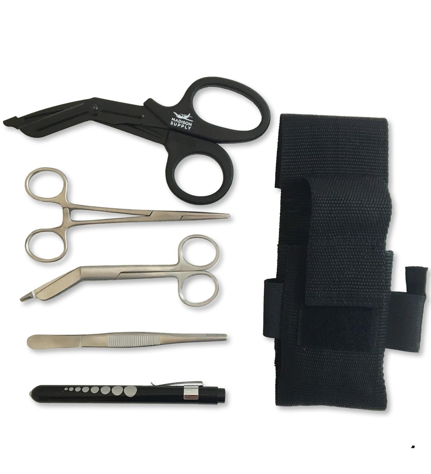 Madison Supply EMT First Responder Medical Tool Kit - Premium First Aid Gear with Adjustable Nylon Belt Pouch - Buy Online on GoSupps.com