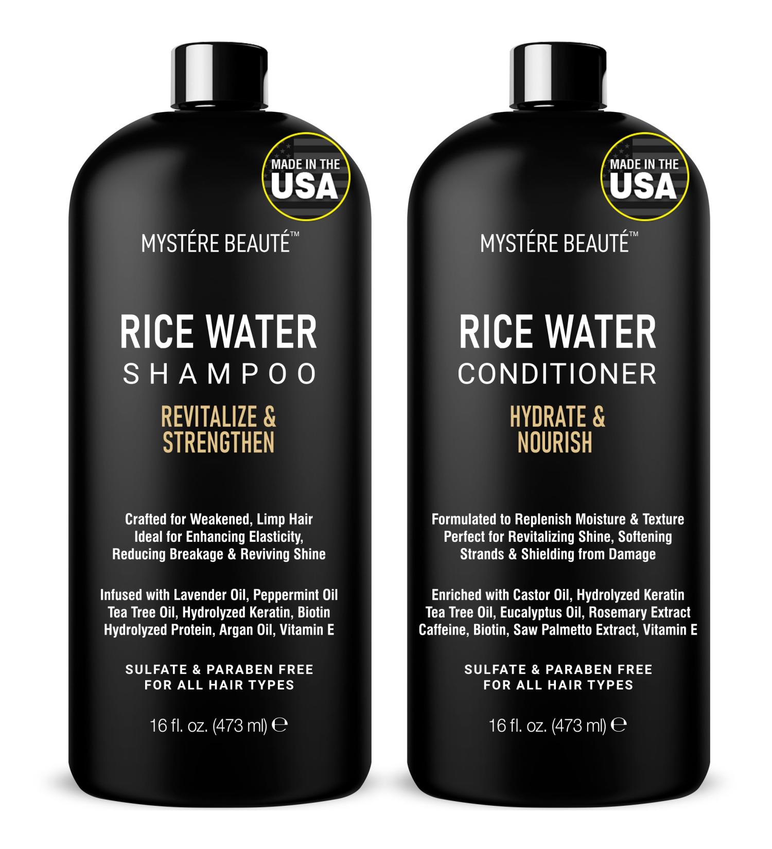 Rice Water Shampoo & Conditioner Set - Nourishing Hair Care Promotes Growth & Shine - 16 fl oz Each - Buy Online on GoSupps.com