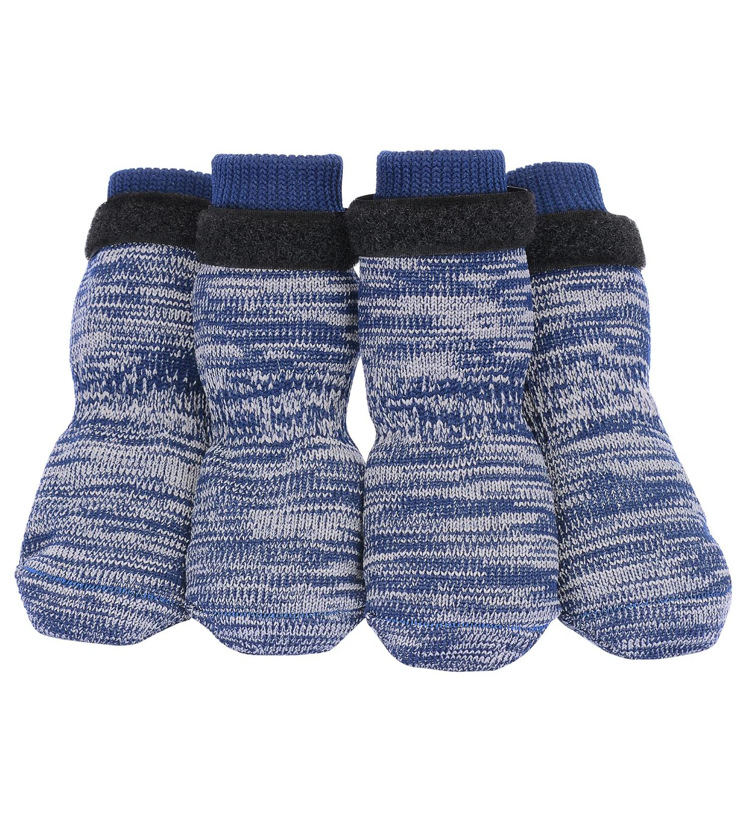 Petloft Anti-Slip Dog Socks - 4 Pack | Adjustable Slide-Resistant for Small & Medium Dogs Cats & Puppies (2XL Dark Blue Paws) - Buy Online on GoSupps.com