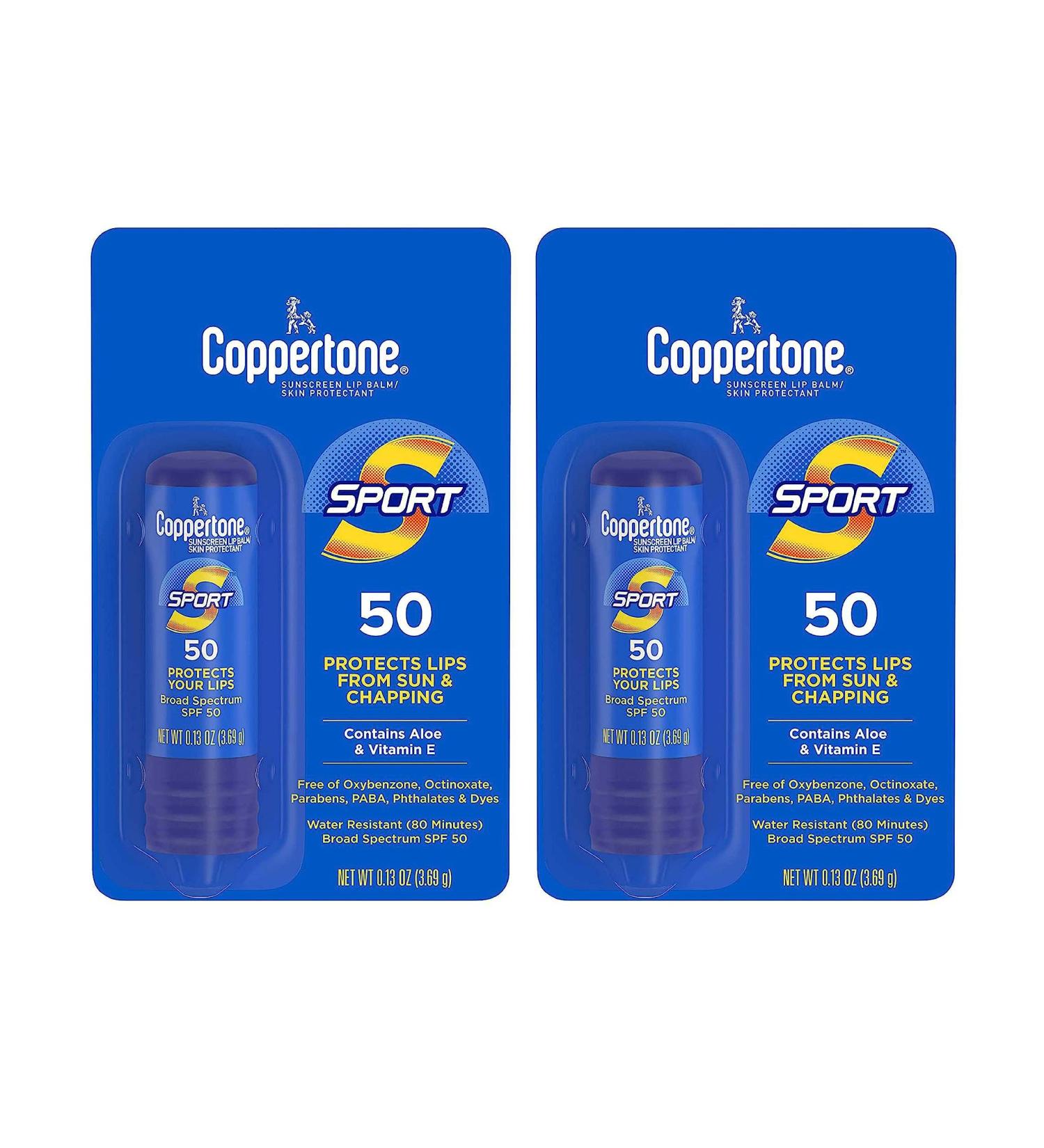 Buy Coppertone SPF 50 Sport Lip Balm with Aloe & Vitamin E - 2 Pack | International Shipping Available - Buy Online on GoSupps.com