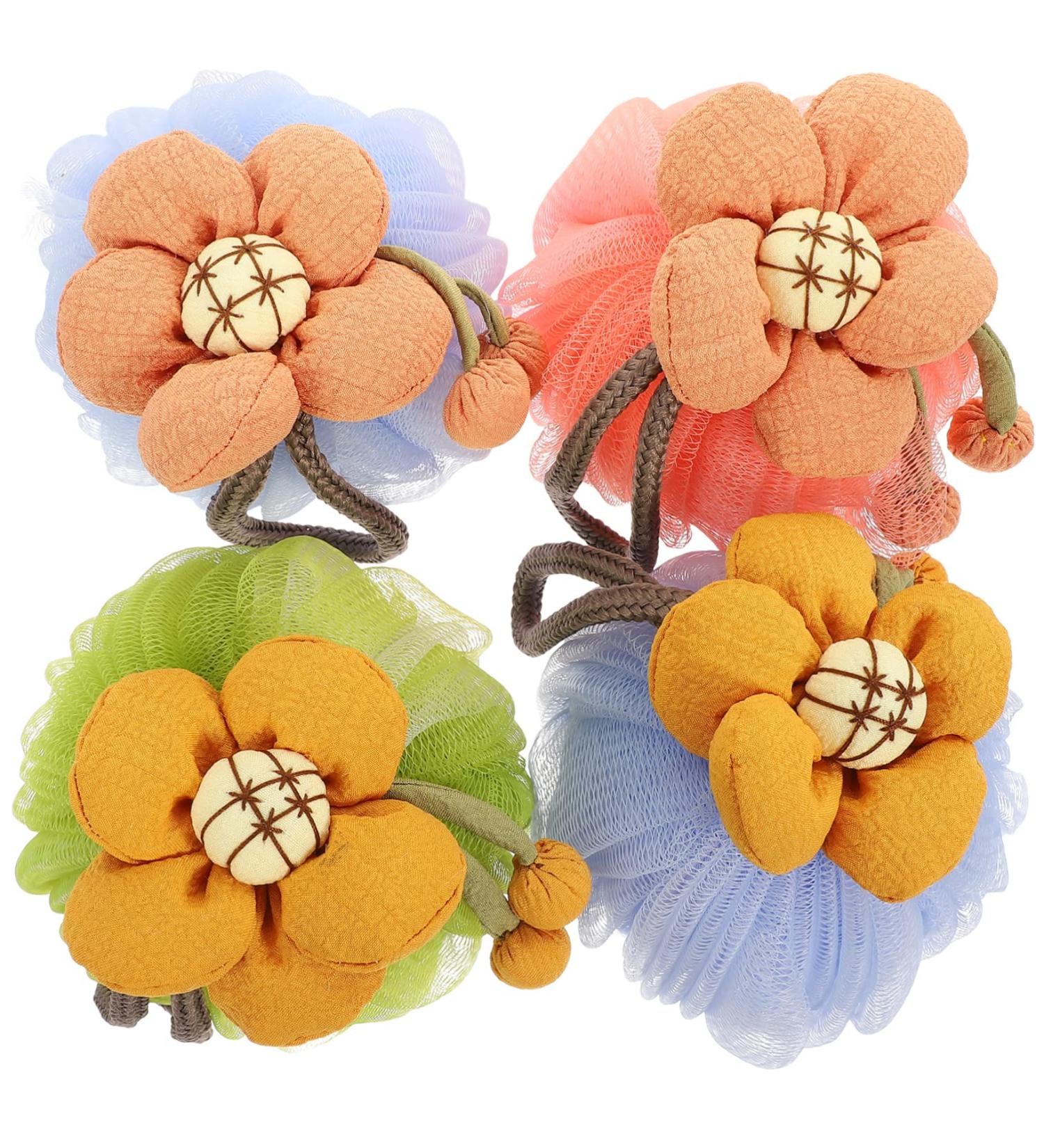 4-Pack Foaming Loofah Bath Accessories | Exfoliating Bath Sponges & Cartoon Balls for Skin Cleaning & Relaxation - Perfect for All Skin Types - Buy Online on GoSupps.com