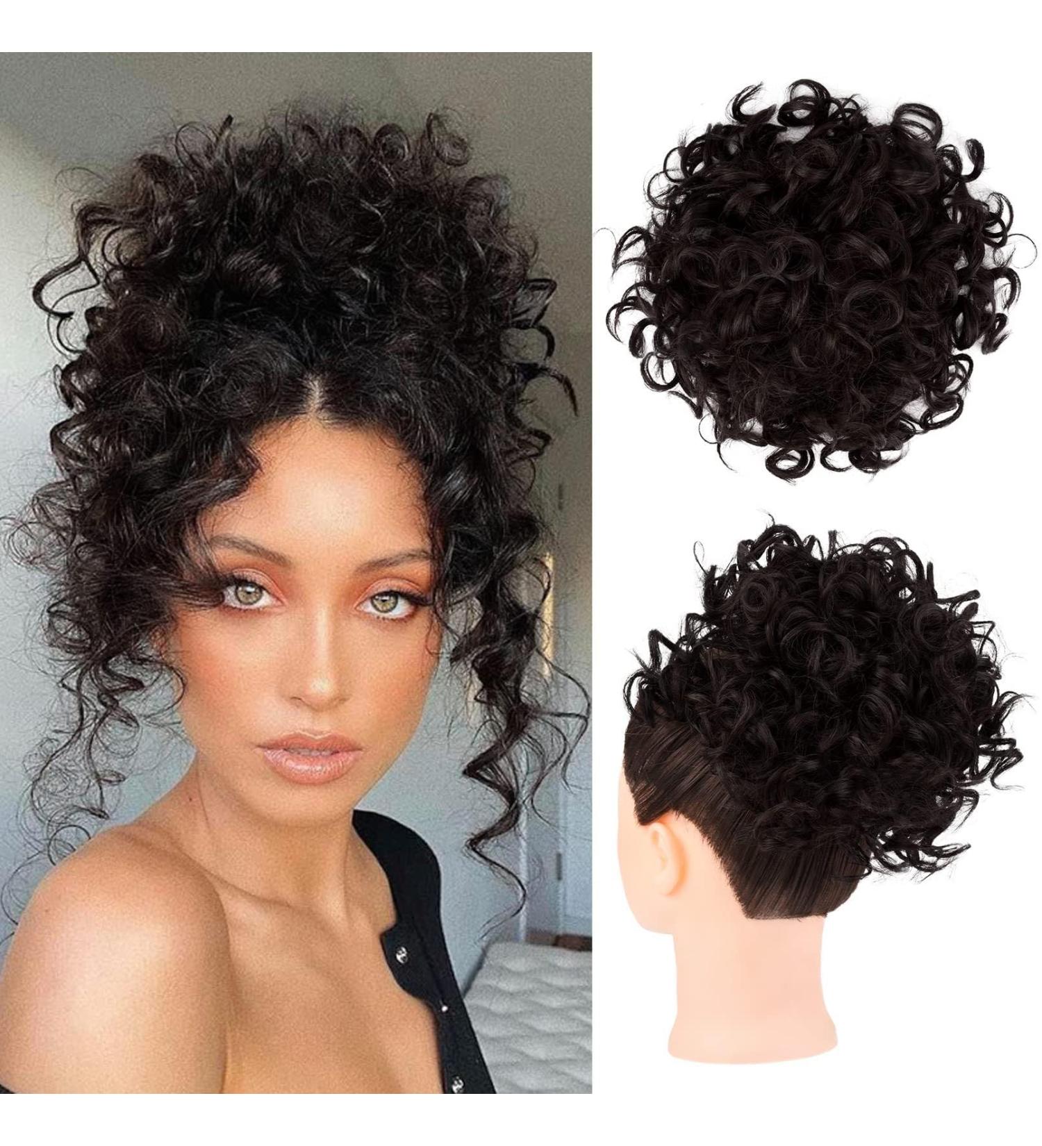 Rpeixya Hair Part Bun with Elastic Cord - Stylish Curly Ponytail Chignon for Women - Brownish Black Color - Buy Online on GoSupps.com