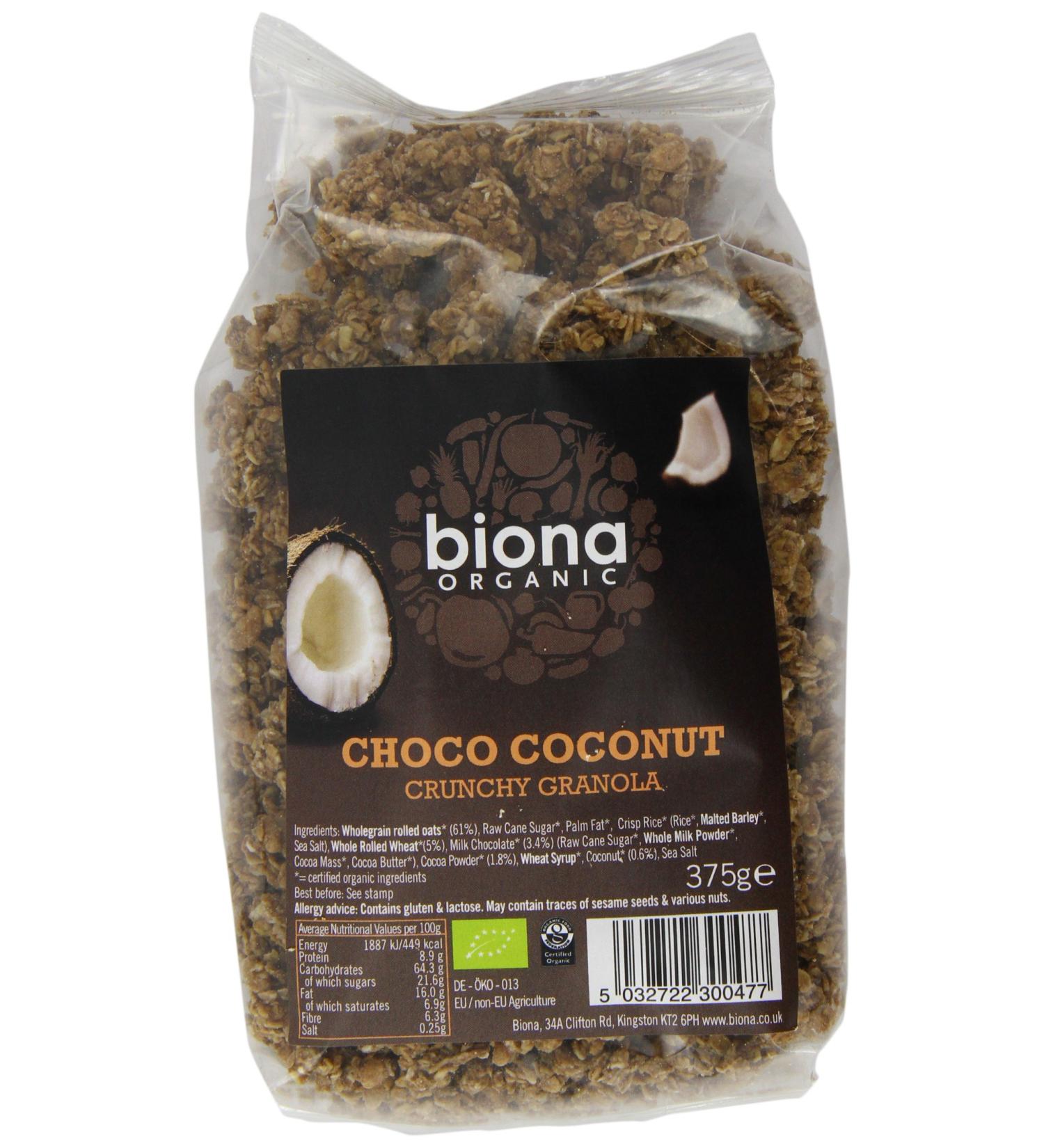 Biona Granola Choco de Noix Biologique 375 g - Lot de 4