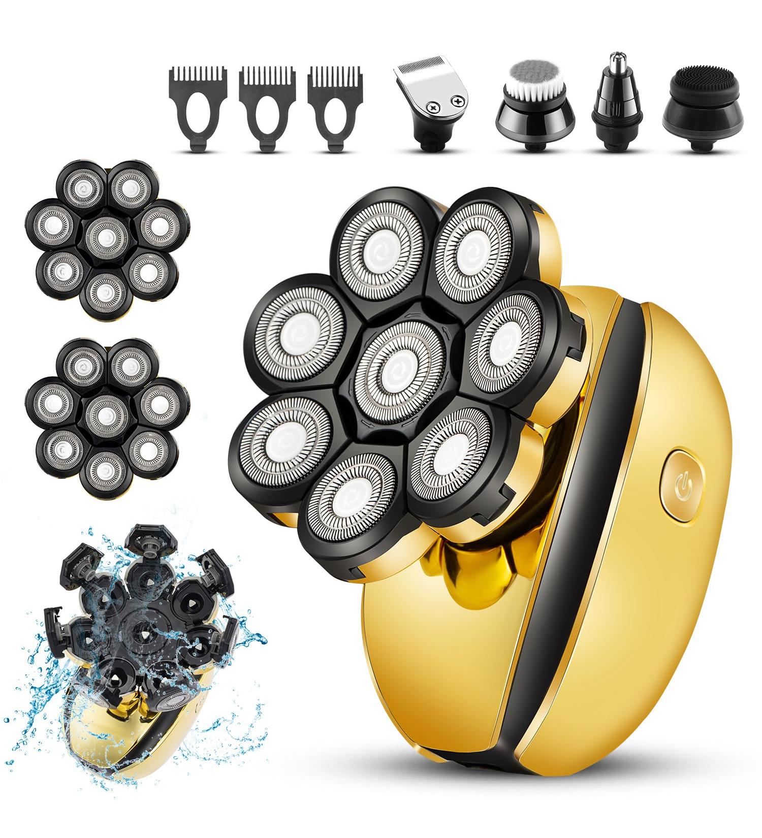 Buy Cordless 8D Electric Head Shaver for Bald Men - Rechargeable Multifunctional Shaving Kit with Nose Trimmer - International Shipping Available - Buy Online on GoSupps.com