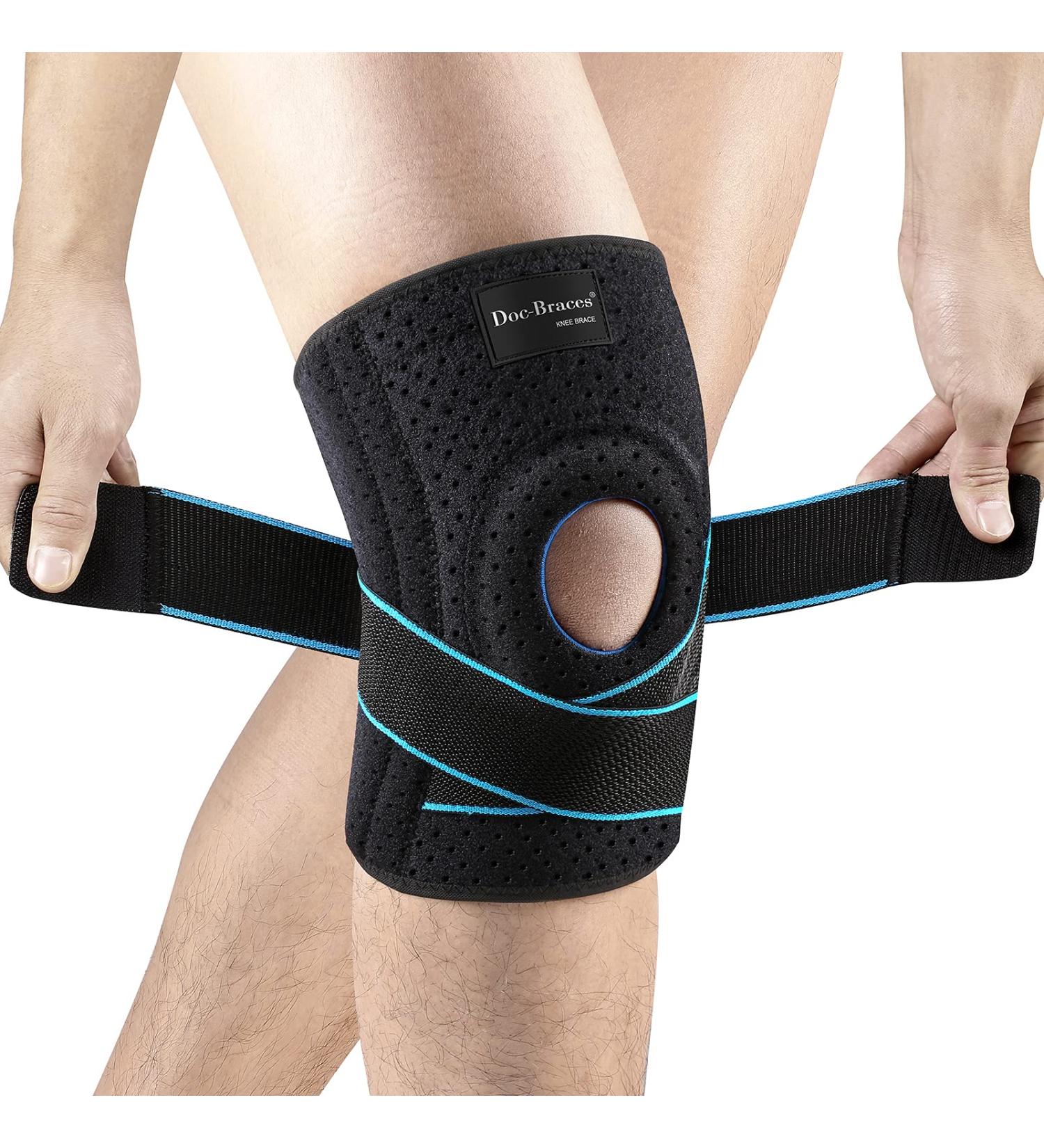 Dr. Brace Adjustable Compression Knee Support Wrap with Stabilizers & Gel Pad - Medium - Buy Online on GoSupps.com
