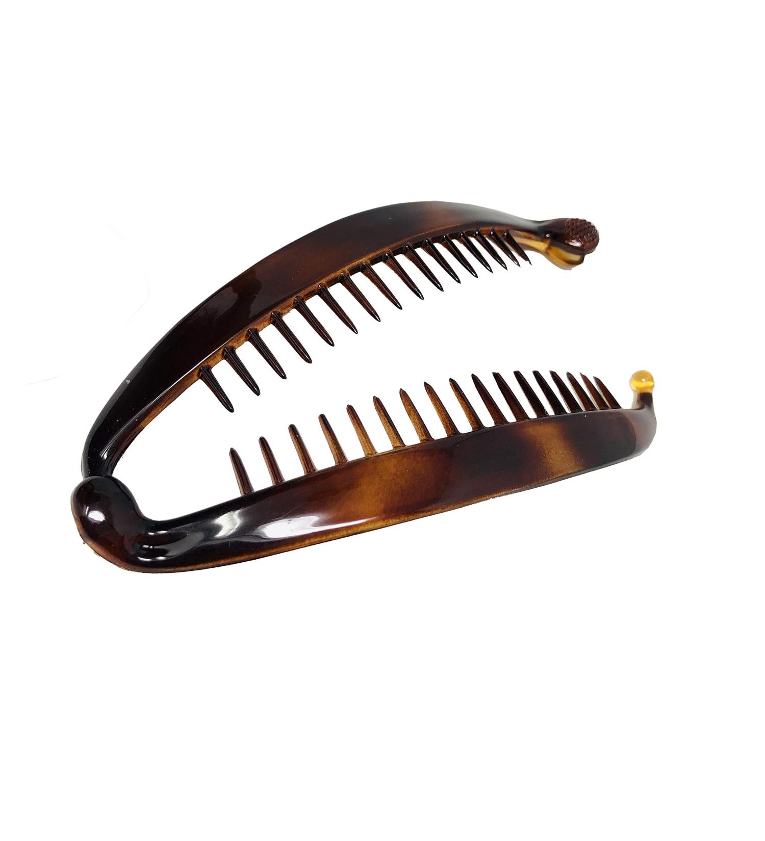 Parcelona French Curved Tortoise Shell Celluloid Ponytail Holder Banana Hair Clip Medium Size - No Slip Grip | Made in France - Buy Online on GoSupps.com