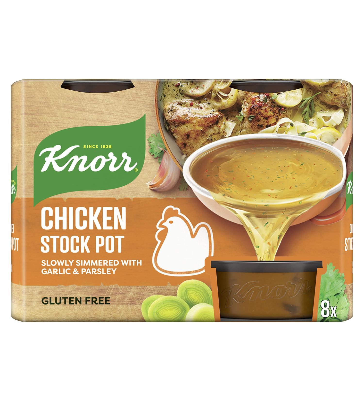 Knorr Chicken Stock Pots 8x 28g Single - Gluten-Free, Rich Chicken Flavour - Buy Online on GoSupps.com
