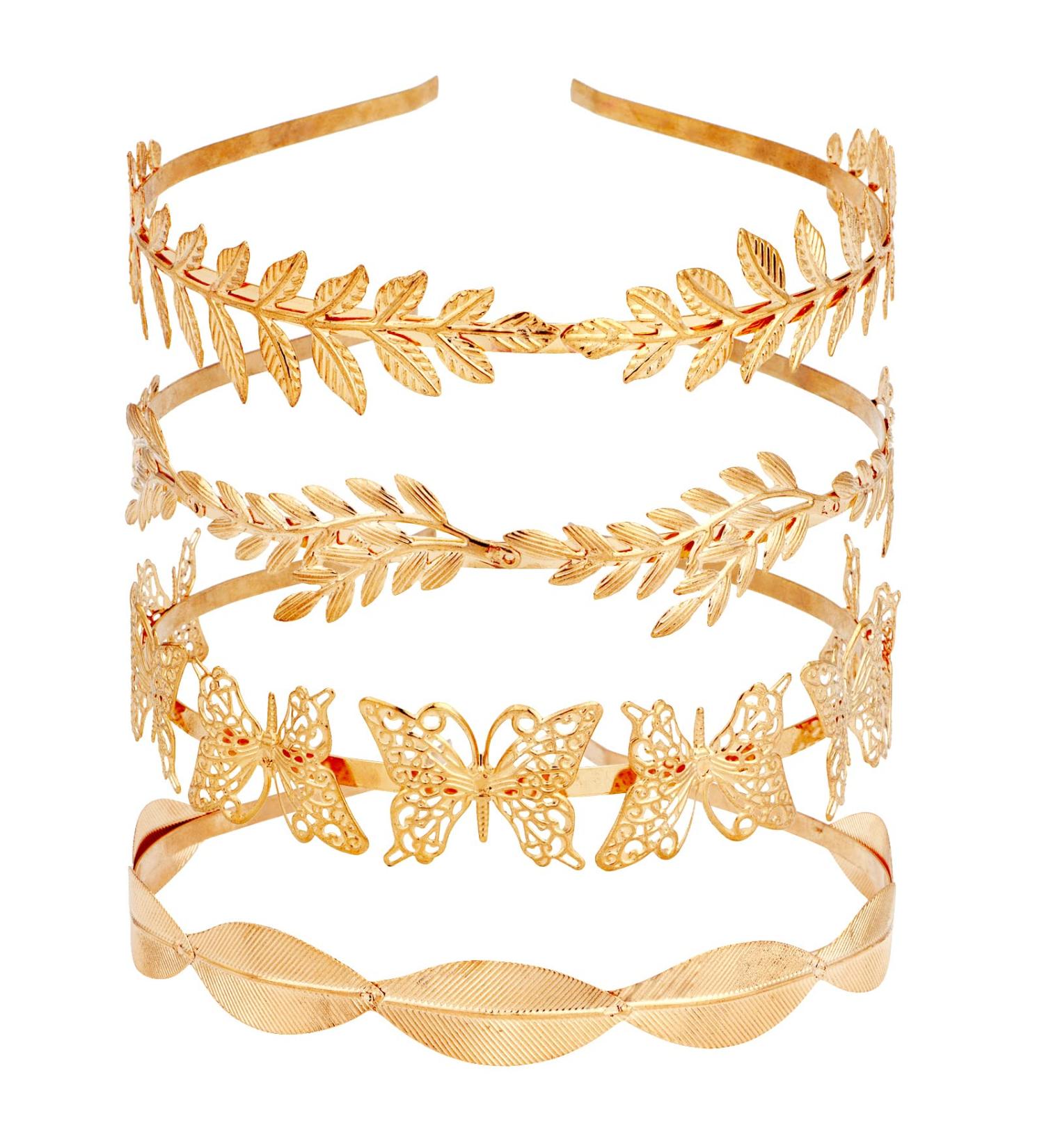 TOBATOBA Gold Headbands for Women - 4Pcs Metal Leaf & Butterfly Greek Headband Set for Halloween, Parties & Weddings - Buy Online on GoSupps.com