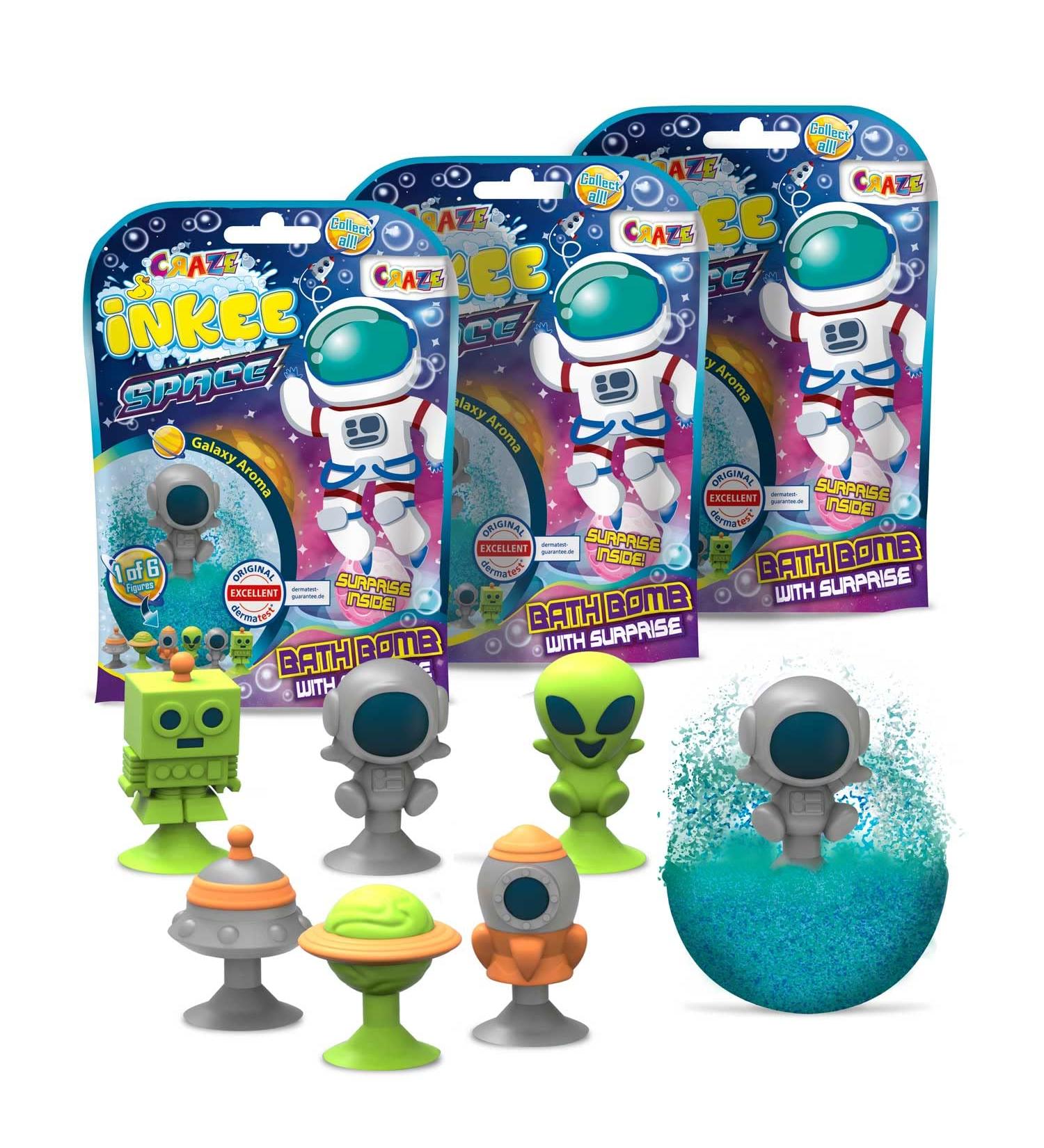 INKEE SURPRISE Bath Bombs - Pack of 3 Children's Bath Bombs with Fragrance & Space Toy Figures | Fun Bath Time Experience - Buy Online on GoSupps.com