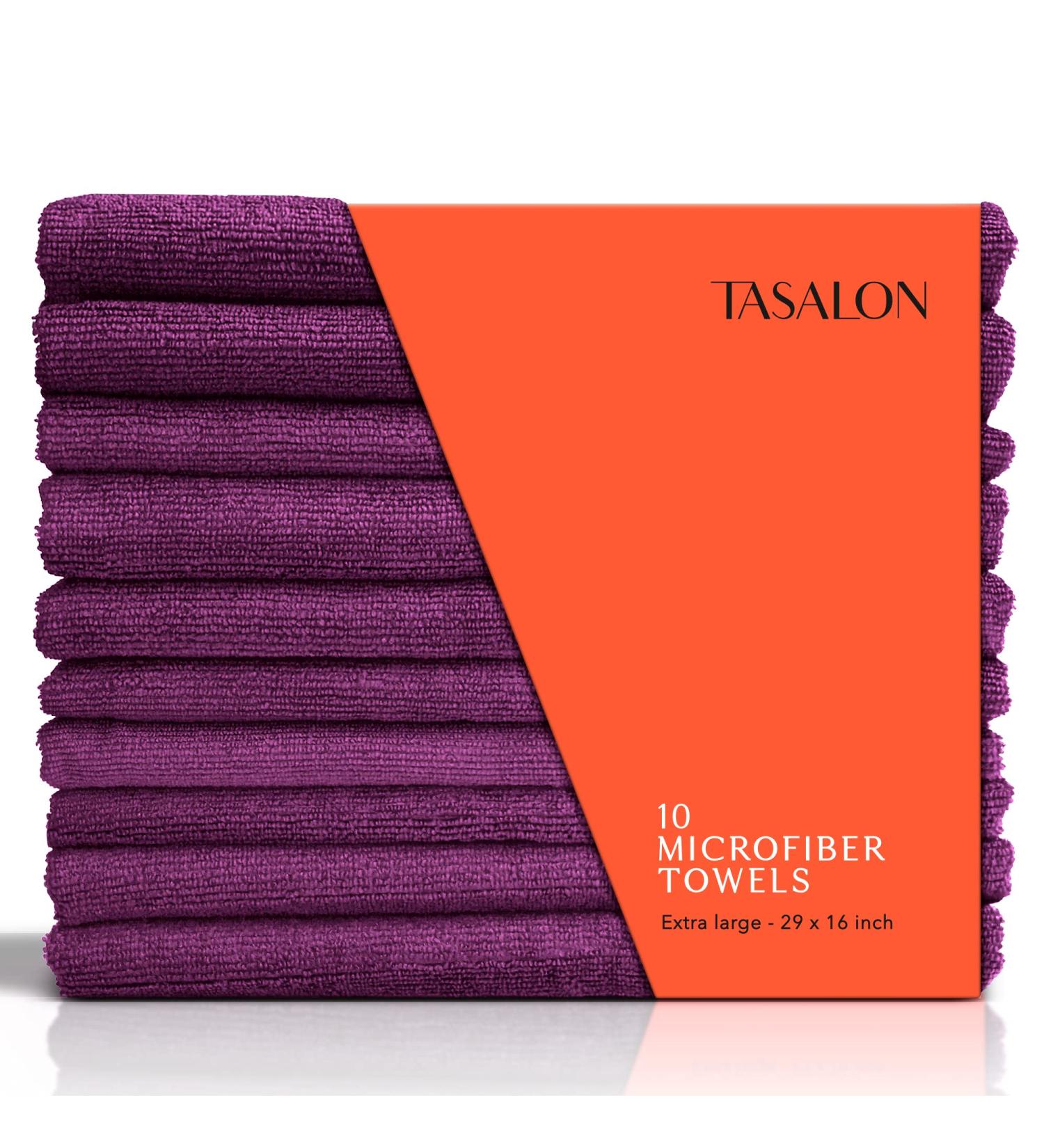 10 Pack TASALON Microfiber Hair Towel - Quick Dry Salon Towels - Ultra-Soft 29 x 16 Inches - Purple - Buy Online on GoSupps.com