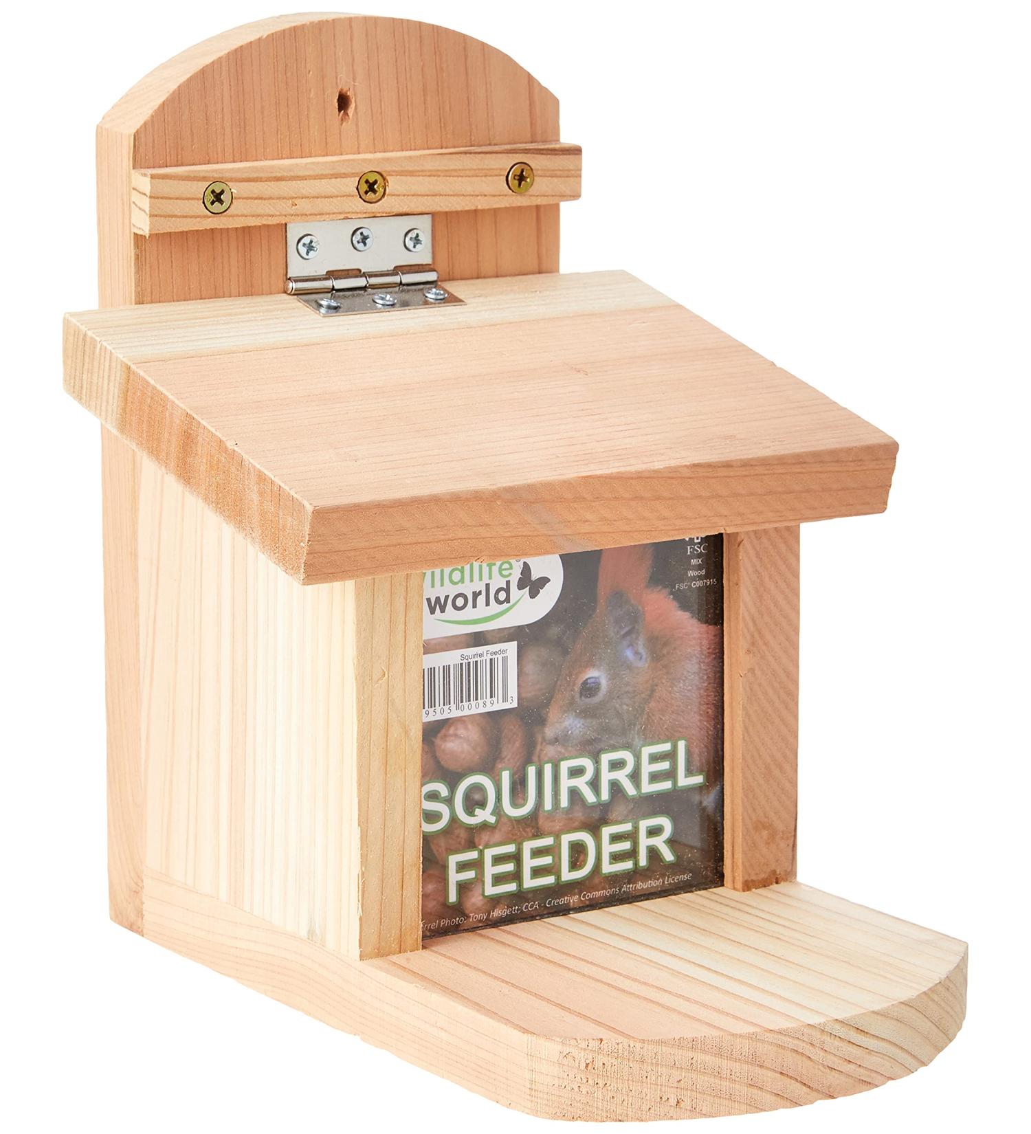 Wildlife World Wooden Squirrel Feeder with Lift-Up Lid - Garden Feeding Box - Buy Online on GoSupps.com