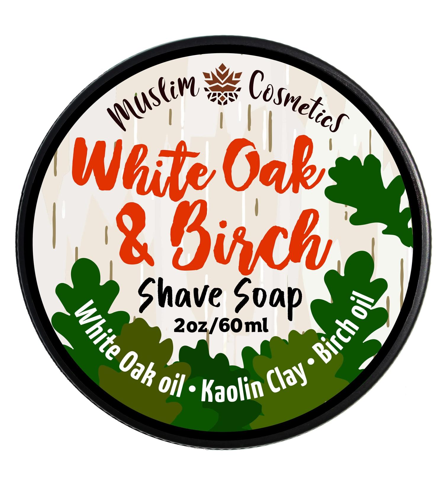 White Oak & Birch Shave soap - With Kaolin Clay - Mens Natural solid shaving cream - Moisturizing/Leaves skin soft // Made in Canada - Muslim Cosmetics - White Oak & Birch 2oz (Tin)