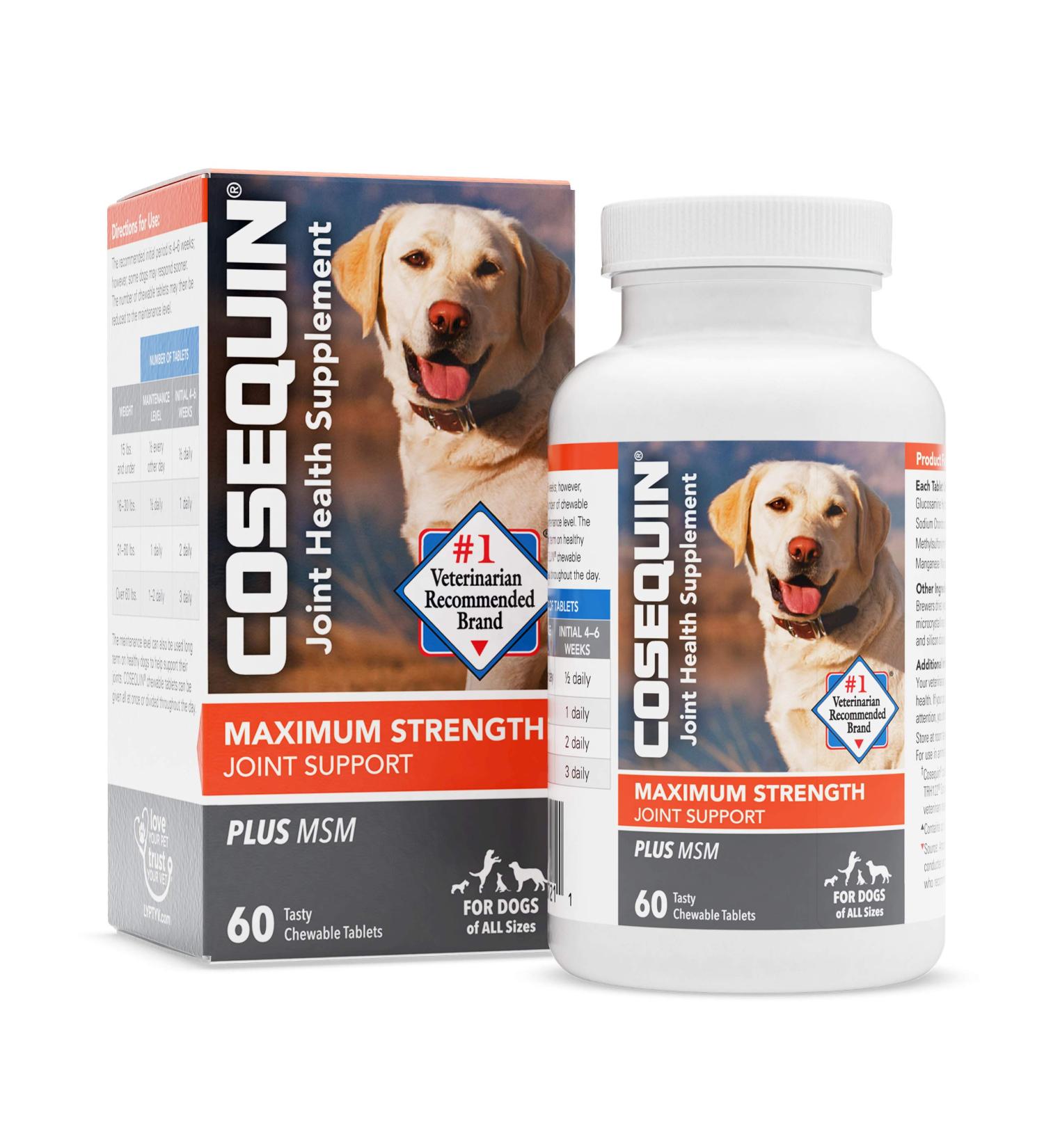 Cosequin Maximum Strength Joint Supplement for Dogs | Glucosamine & Chondroitin Plus MSM - Buy Online on GoSupps.com