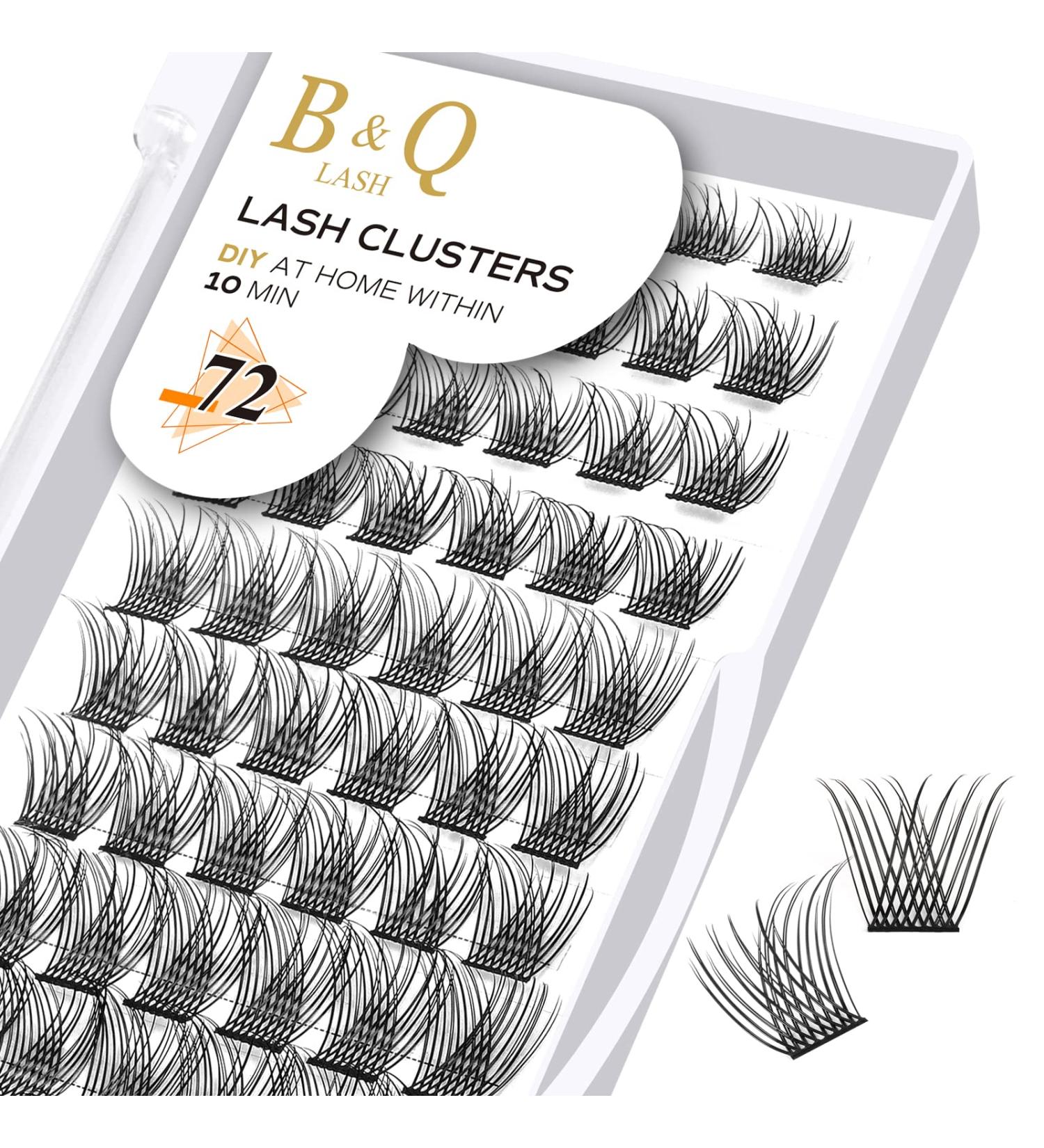 Cluster Lashes D Curl 10mm 72 Clusters | DIY Volume Eyelash Extensions | Wispy Soft Individual Lashes | B&Q Lash Clusters | At-Home DIY Extensions - Buy Online on GoSupps.com