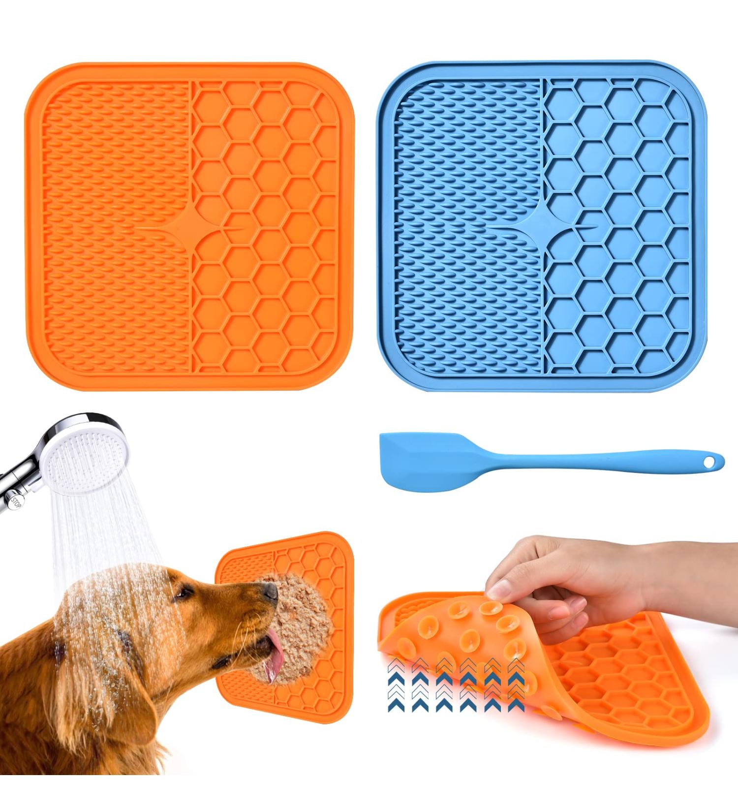 Buy Aiqinu Dog Lick Mat (2-Pack) - BPA-Free Suction Cup Slow Feeder for Dogs & Cats | Perfect for Bathing Training & Grooming | Small Orange & Blue - Buy Online on GoSupps.com