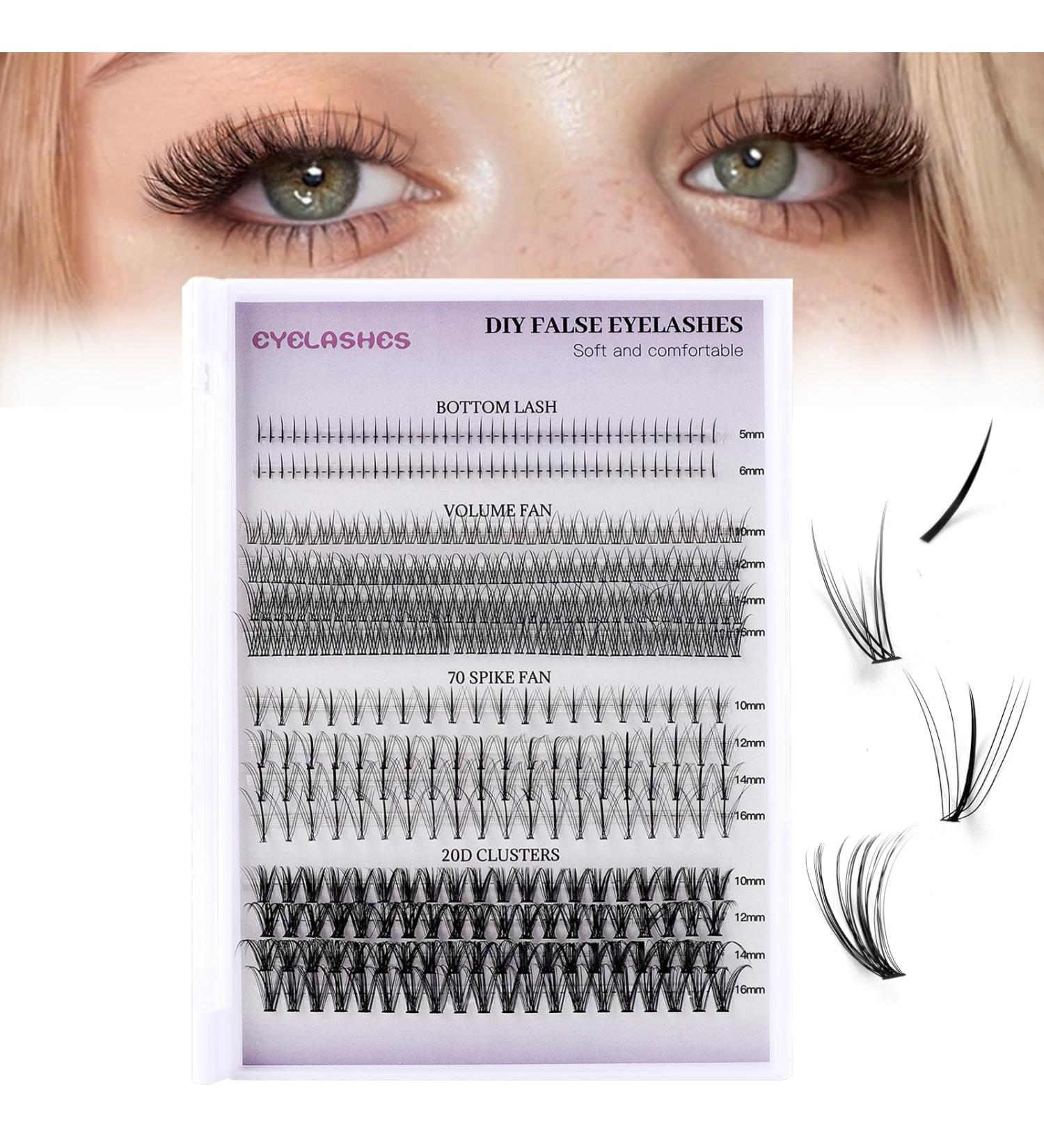 Premium D Curl Lash Clusters - Volume Fan & 20D Multi-Type Eyelash Extensions | DIY Spiky Wispy Natural Lashes for Stunning Looks - Buy Online on GoSupps.com