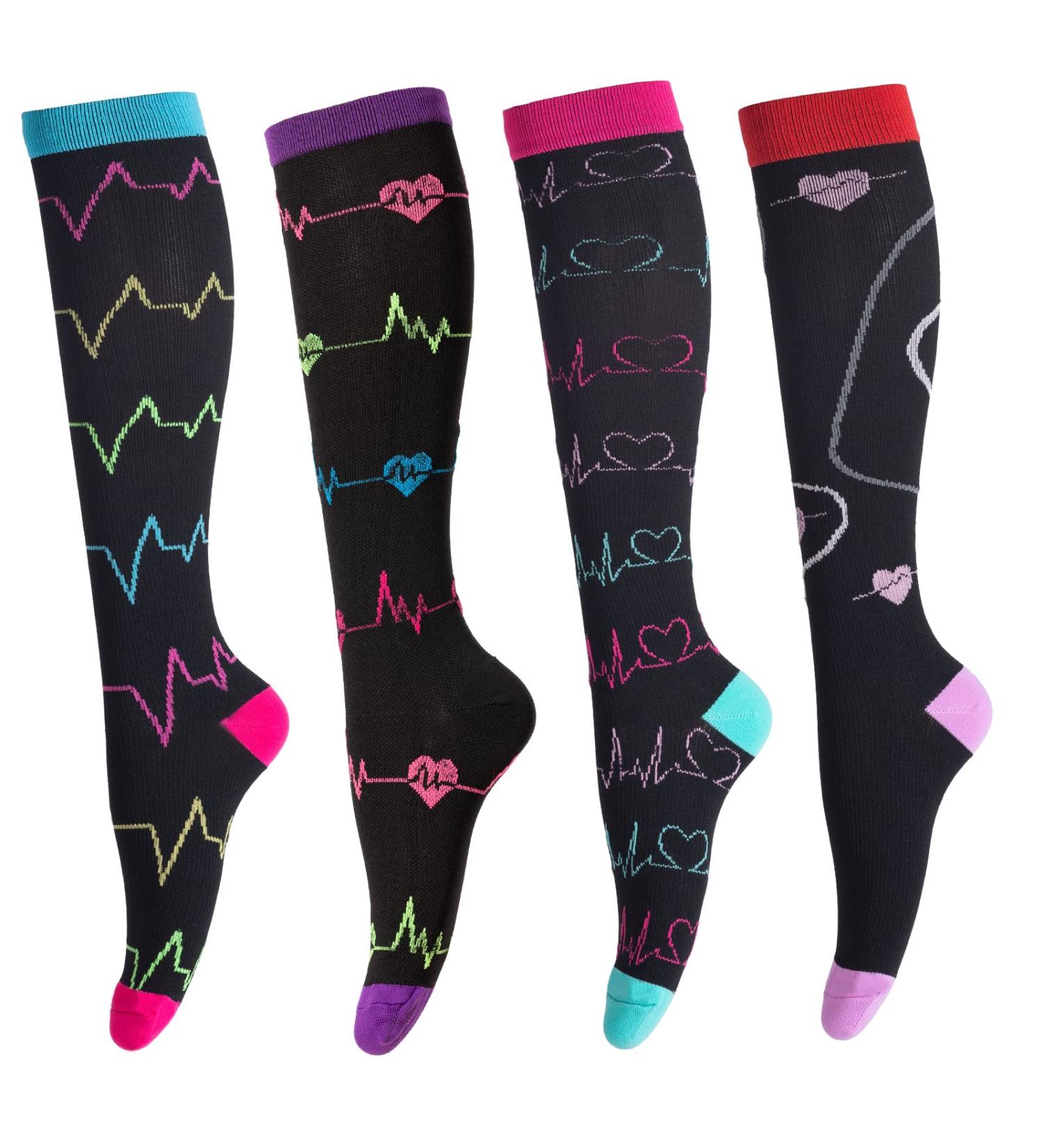 Medical Grade Compression Socks for Men & Women - 15-25 mmHg for Nurses, Running, Travel - 4 Pairs (S-M) - Buy Online on GoSupps.com