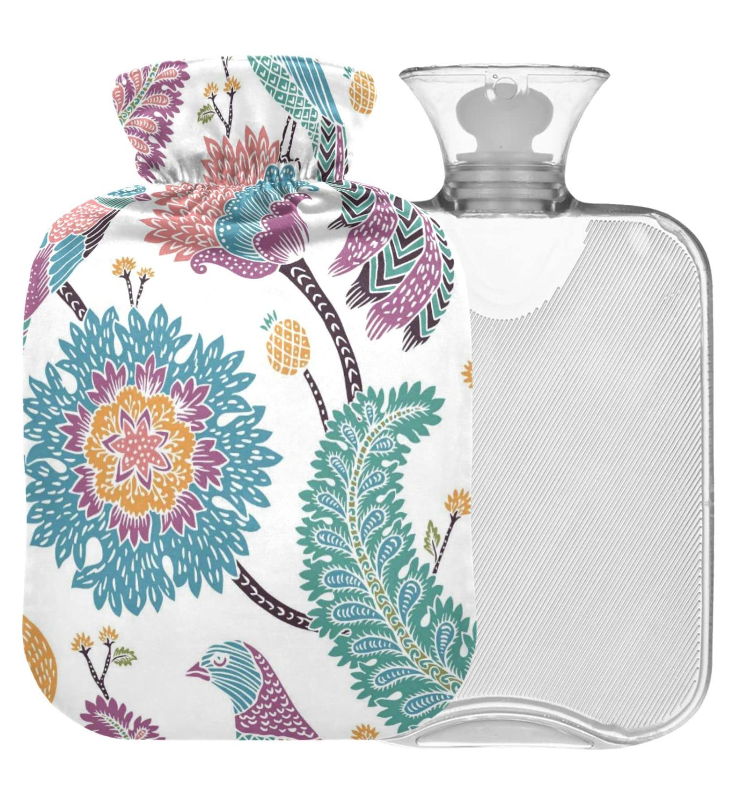 NAANLE Ethno Paisley Bird Transparent Hot Water Bottle - 1L Heating & Cooling Solution for Back Pain Relief Hand & Foot Warmer Neck Warmth Therapy - Buy Online on GoSupps.com