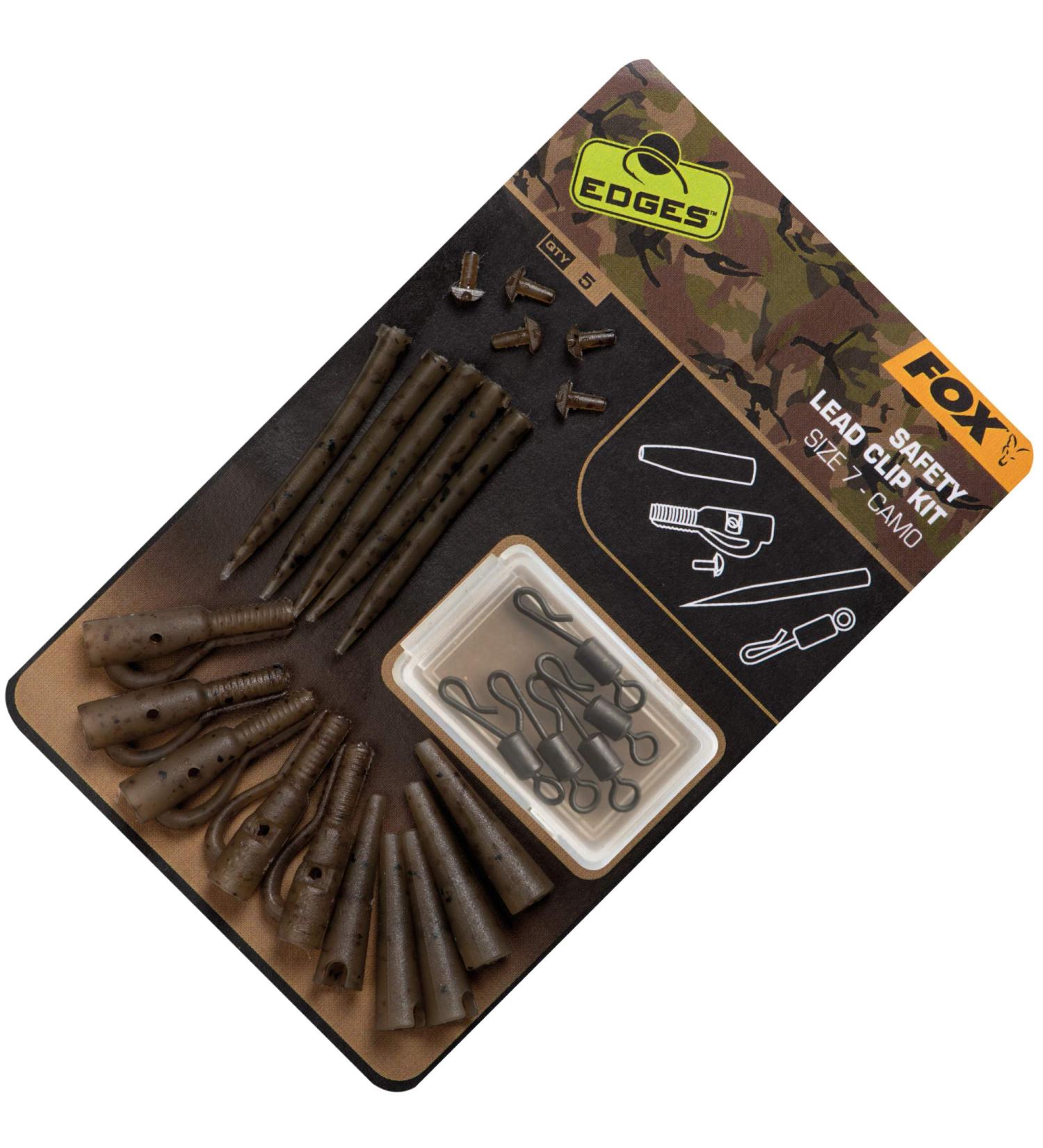 Fox Edges Camo Safety Lead Cip Kit size 7-5 lead clips for carp rigs safety clips for carp fishing lead clips for carp leads