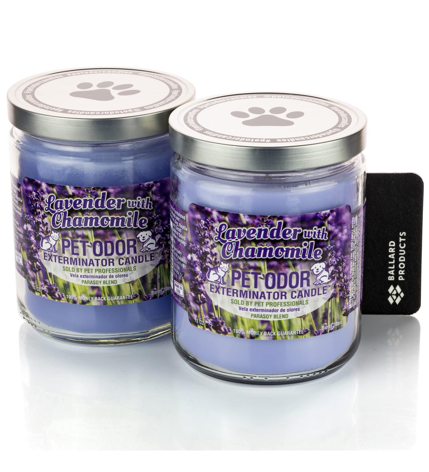 Chamomile and Lavender Scented Pet Odor Candle Pack of 2 Odor Eliminating Candles + Ballard Products Air Freshener Bundle - Buy Online on GoSupps.com
