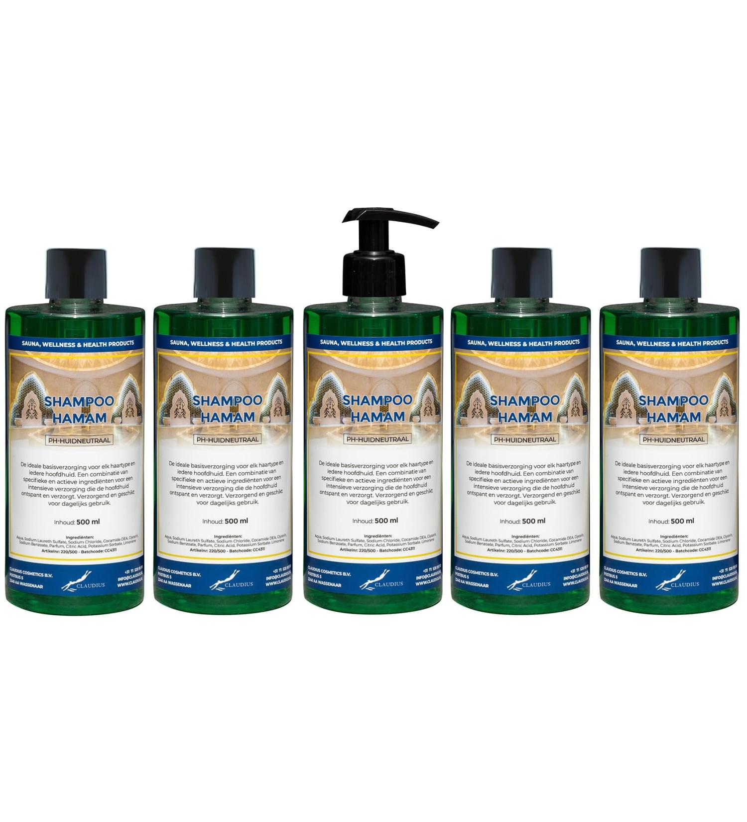Claudius Hammam Shampoo 500 ml with Black Pump - Pack of 5 - Economy Pack - Hair Care