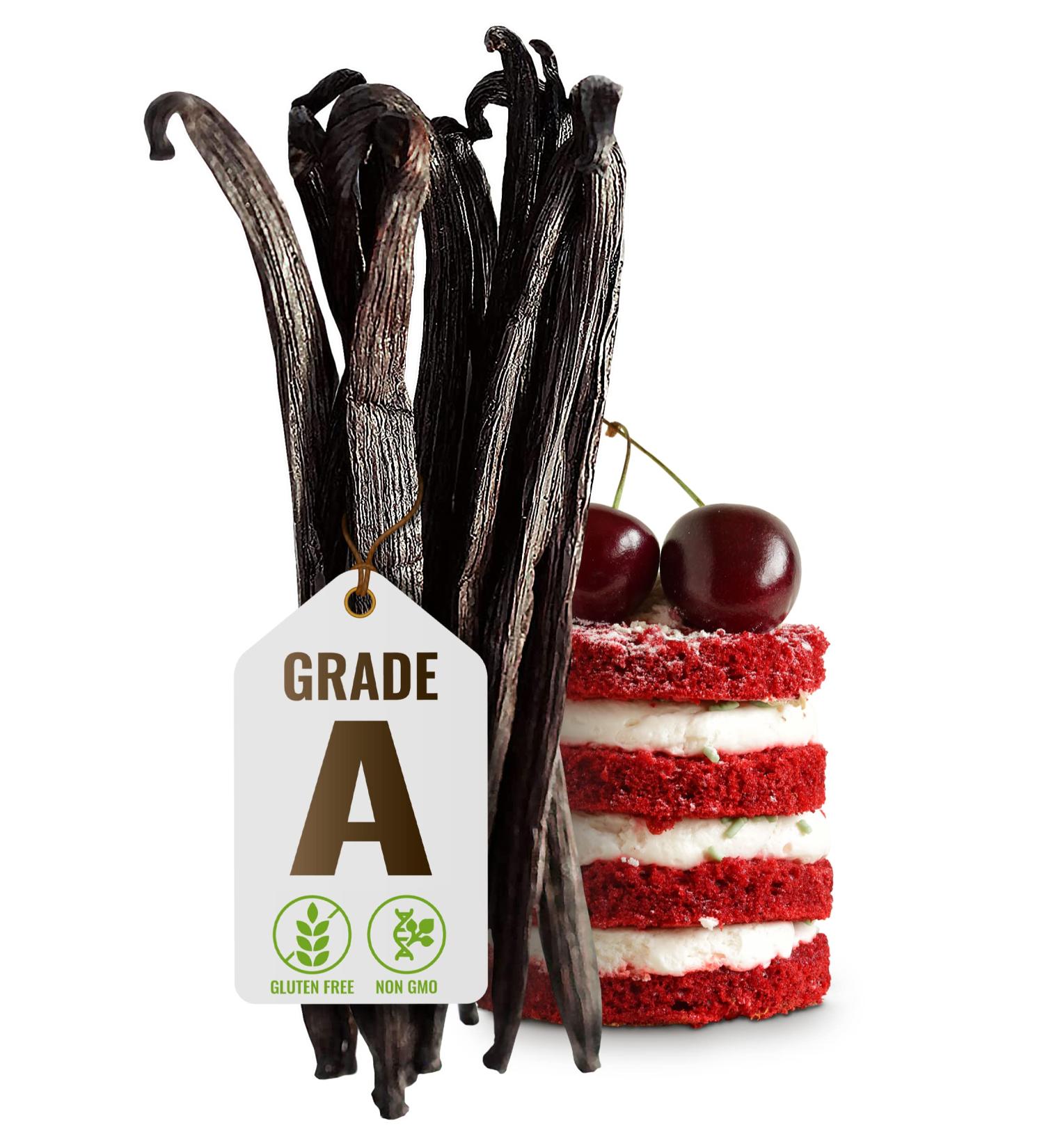 Grade A Whole Vanilla Beans - 5 Pods for Vanilla Extract, Baking, Ice Cream, Coffee - Rich Taste, Long-lasting Flavor - Buy Online on GoSupps.com