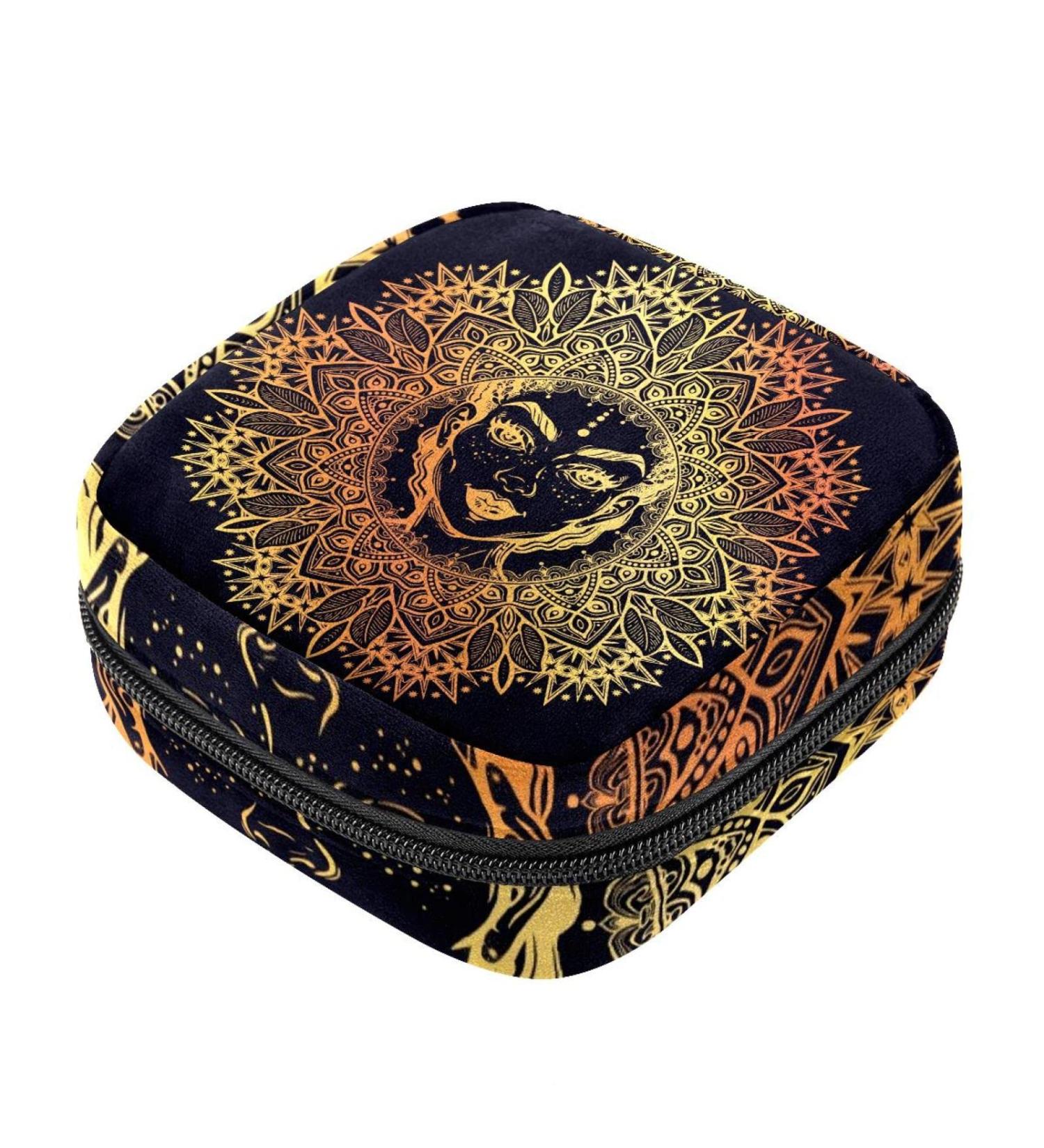 Bohemian Women's Napkin Storage Bag - Mandala Roses | Portable Menstrual Cup & Bandage Organizer - Buy Online on GoSupps.com
