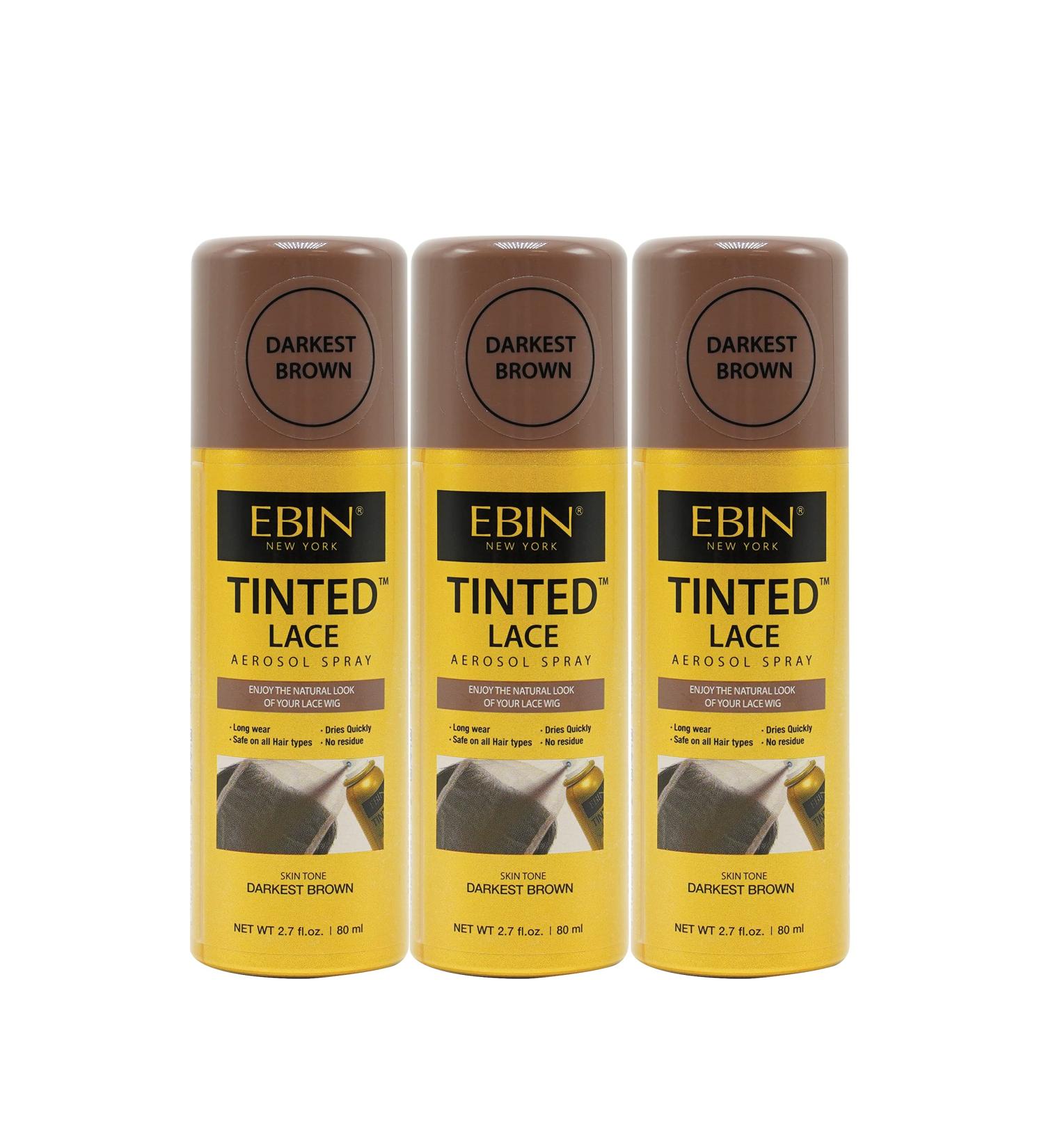 Tinted Lace Aerosol Spray 3pack - Darkest Brown 2.7 Oz/ 80 mL | Quick Dry No Residue Even Application Matching Skin Tone for Natural Look 2.7 Fl Oz (Pack of 3) Darkest Brown - Buy Online on GoSupps.com