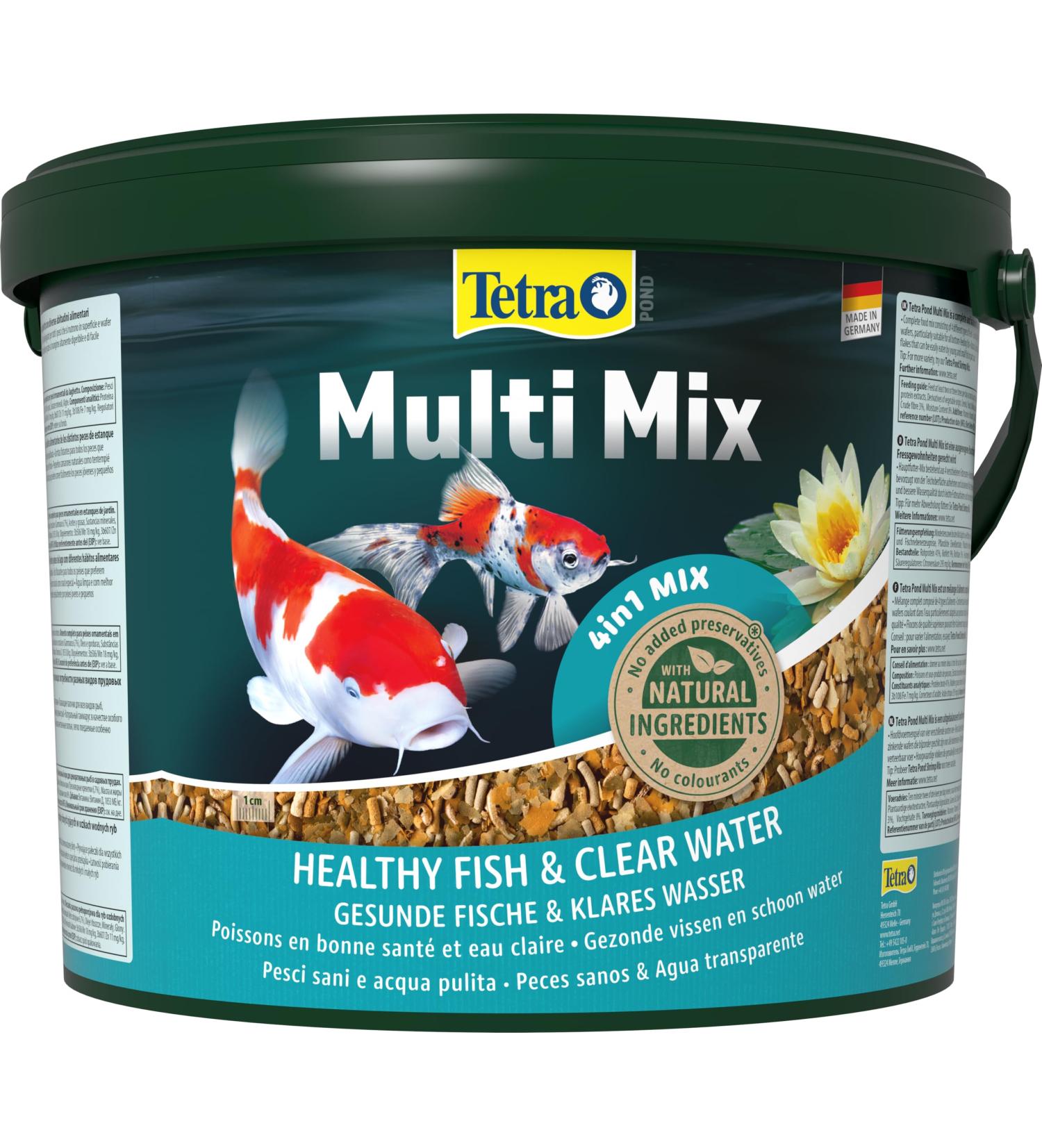 Tetra Pond Multi Mix - Premium Fish Feed for All Pond Fish | 10L Bucket with Flake Sticks Gammarus Wafer - Buy Online on GoSupps.com