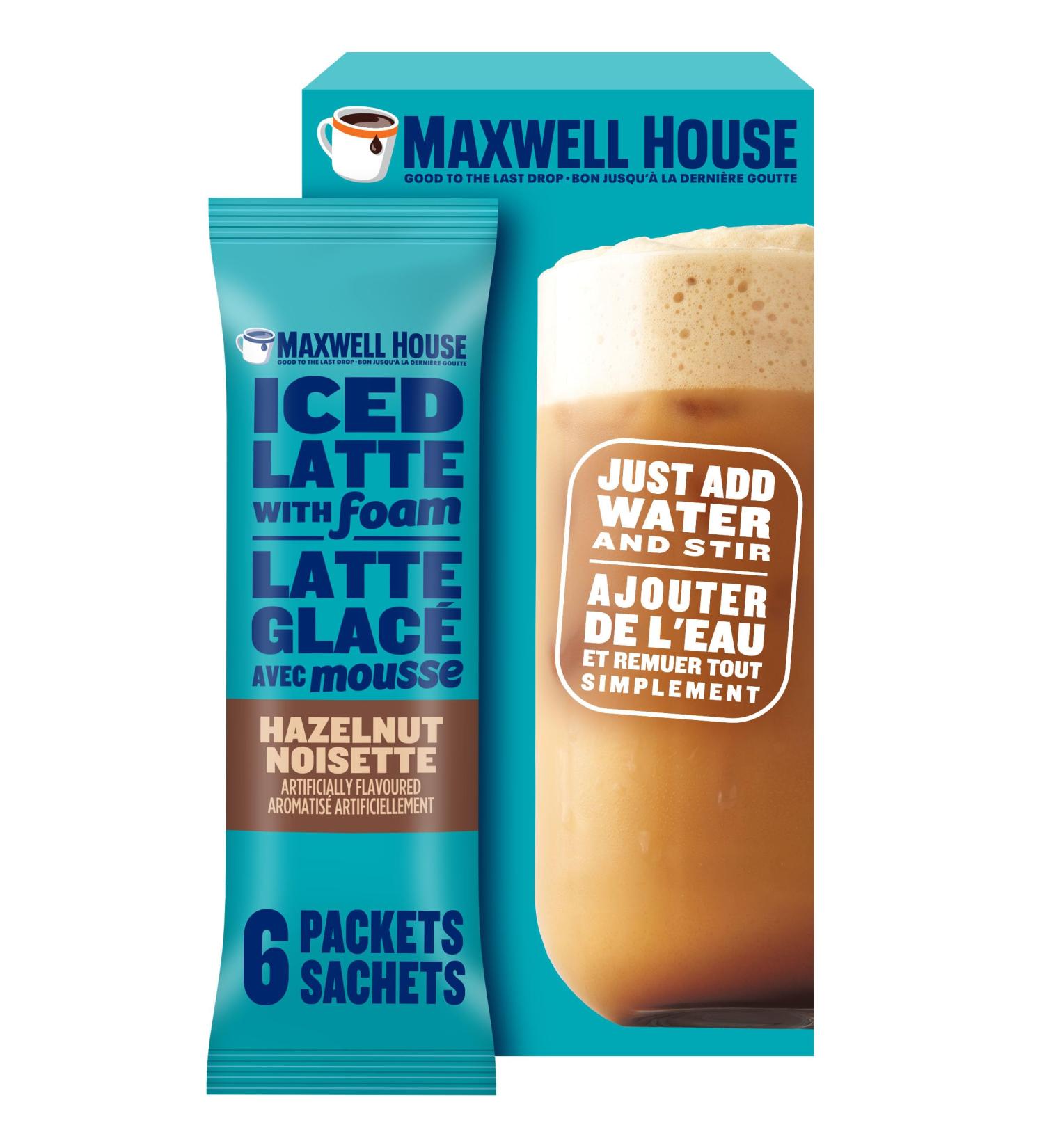 Maxwell House Hazelnut Iced Latte with Foam Drink Mix 165 g 6 Packets - Buy Online on GoSupps.com
