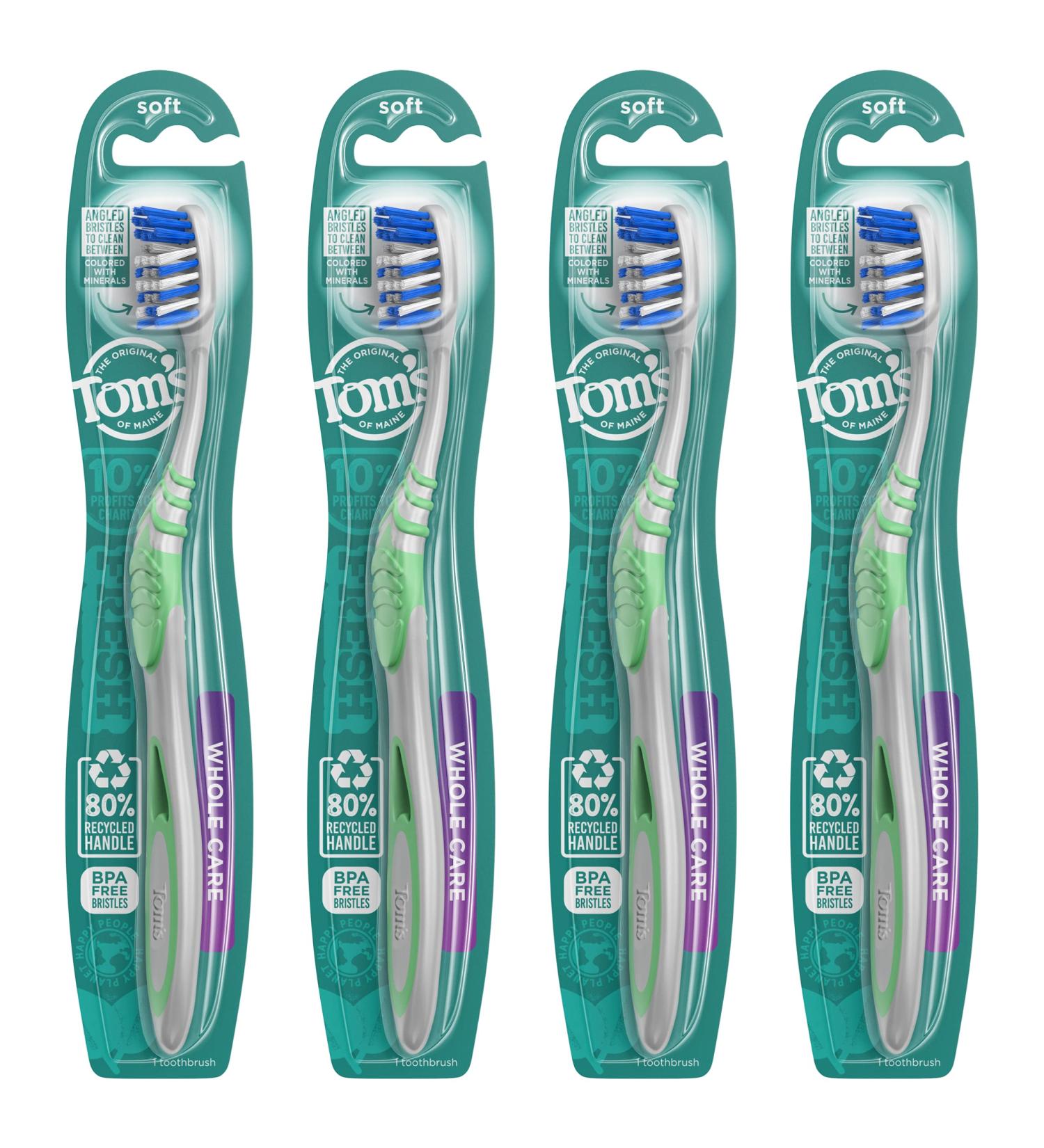 Tom's of Maine Whole Care Soft Toothbrush 4-Pack - Packaging May Vary - Buy Online on GoSupps.com