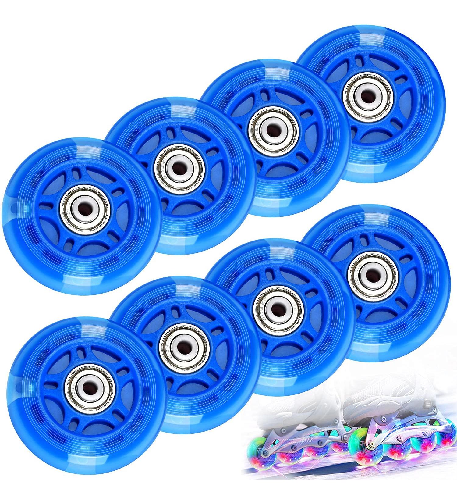TOBWOLF LED Light Up Inline Skate Wheels with ABEC-7 Bearings - 70mm 82A - Teens Replacement Roller Skate Wheels - Buy Online on GoSupps.com