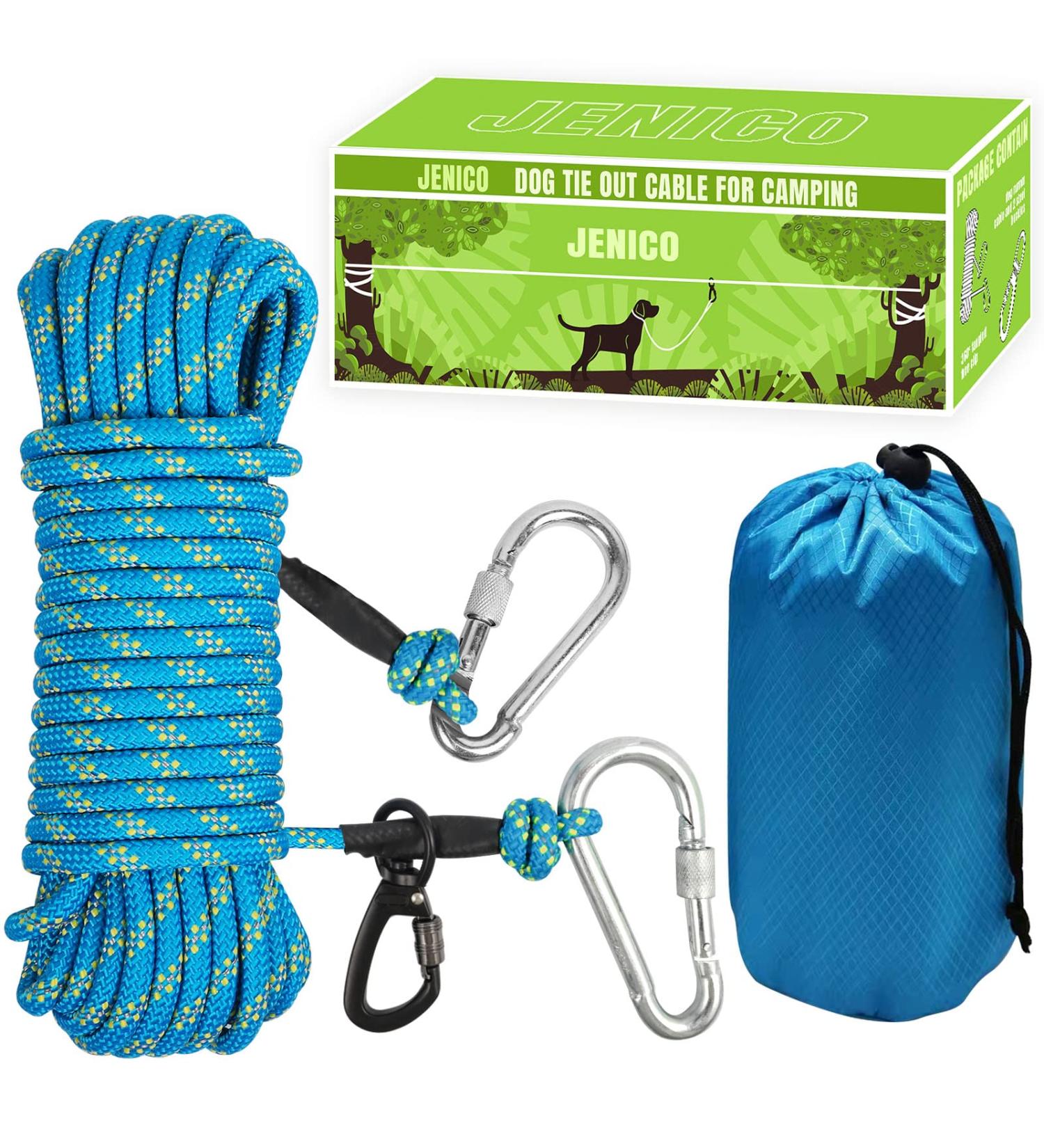Portable Dog Tensioning Cables for Camping | Reflective Overhead Trolley System for Dogs Up to 136 kg | 15.2m 21.3m 30.5m Options - Perfect for Courtyard Parks & Outdoor Events - Buy Online on GoSupps.com