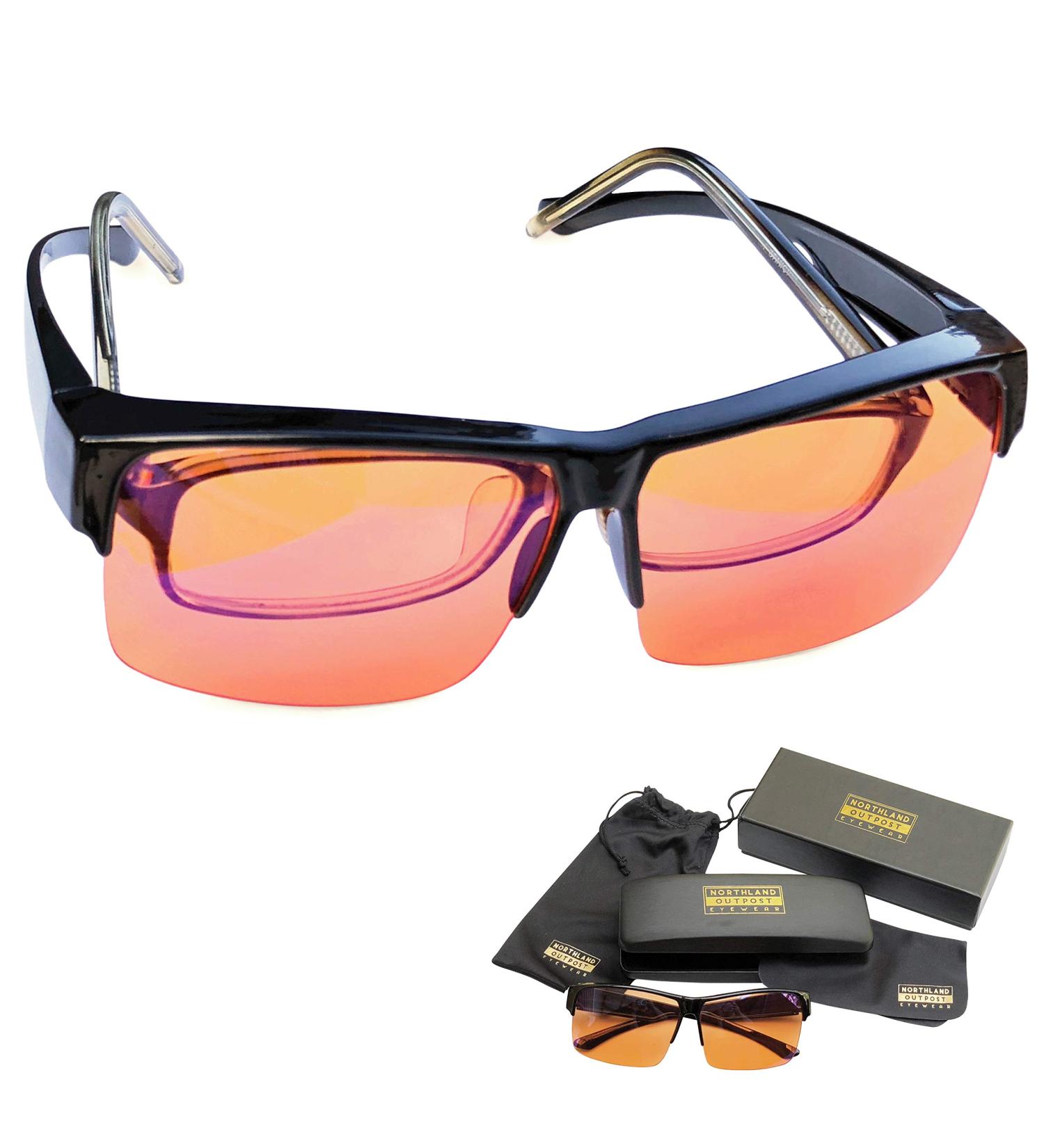 Blue Light Blocking Glasses - Over Reader Fit - Sleep Better with Anti-Glare Orange Lenses - Reduce Insomnia & Eye Strain - Ideal for Men Women & Gamers - Buy Online on GoSupps.com