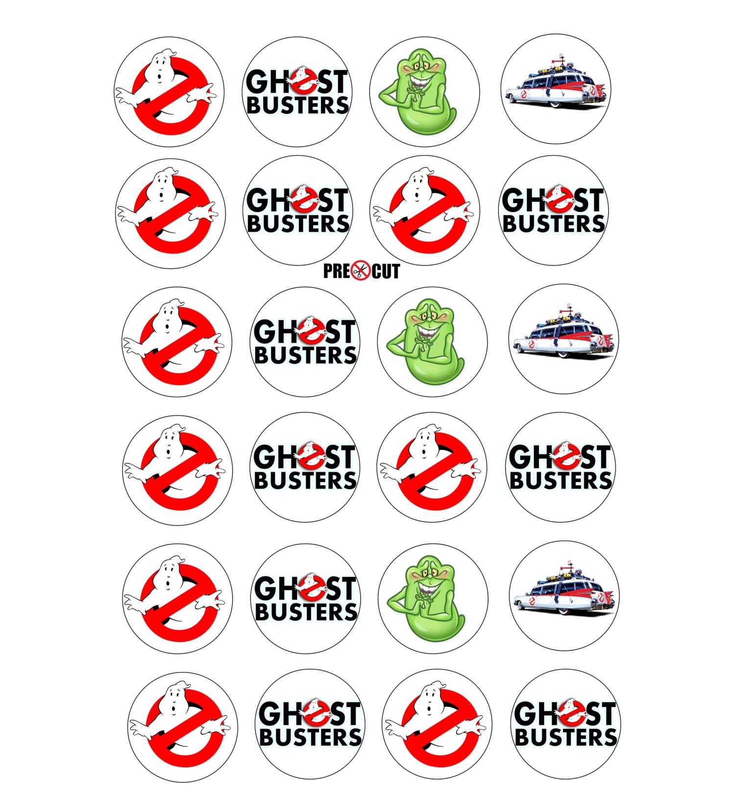 24 x Precut Ghost busters Cupcake Toppers Wafer/Rice Paper Cupcake Cake Dessert Toppers Birthday Party