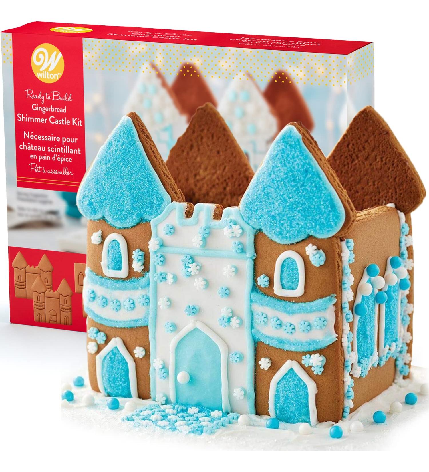 Winter Castle Gingerbread House Kit with Candy, Icing, and Fondant - DIY Gingerbread House Decorating Kit with Holiday Stickers Included - Buy Online on GoSupps.com