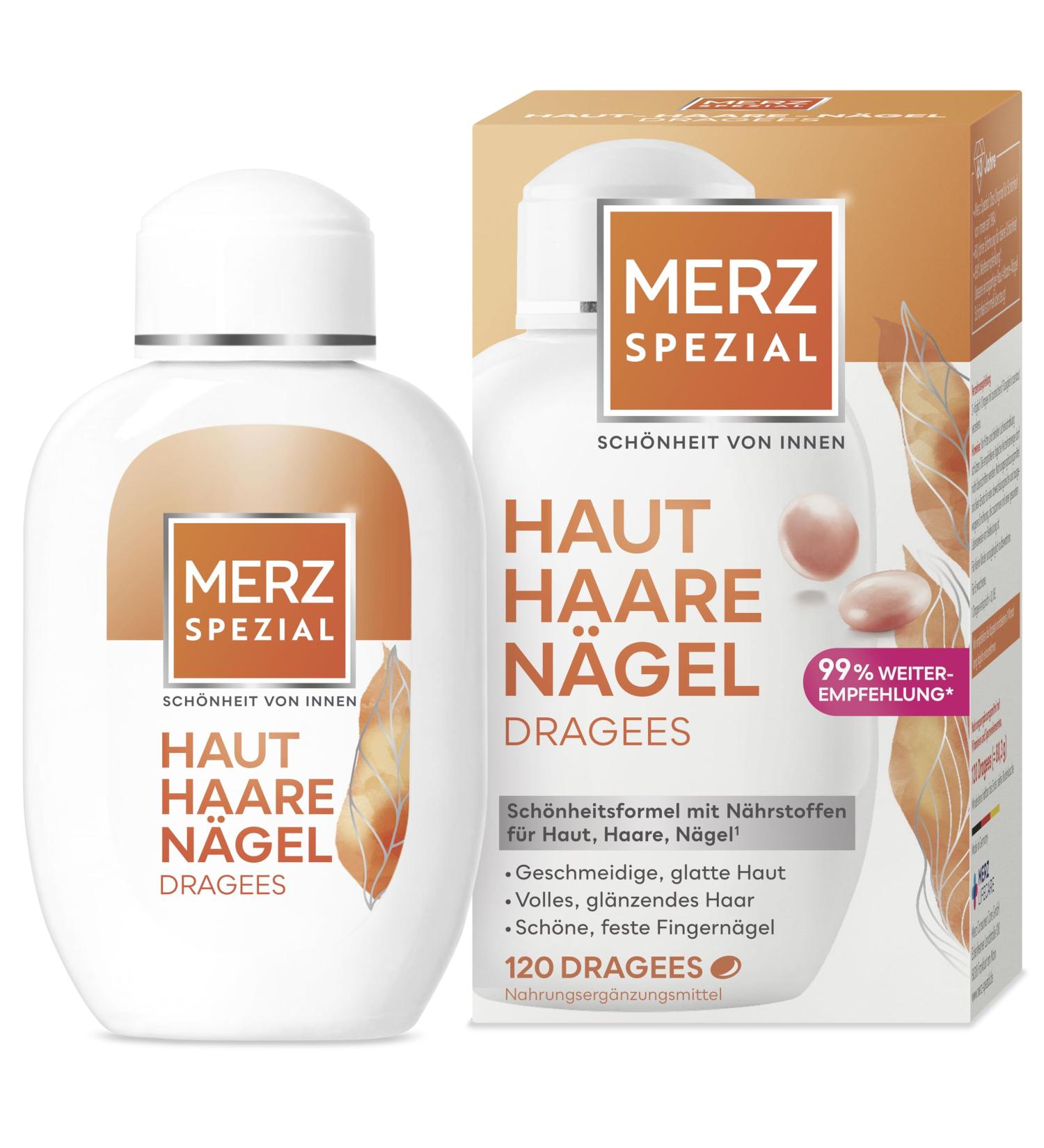 Merz Special Skin Hair Nail Dragees | Dietary Supplements with 13 Micro-Nutrients for Radiant Skin Shiny Hair & Strong Nails - 120 Dragees - Buy Online on GoSupps.com