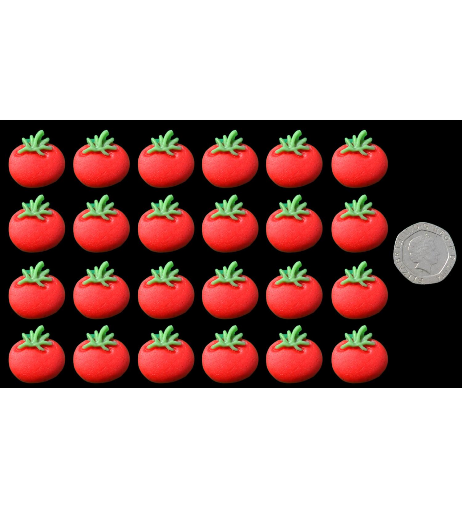 24 x Edible 3D Tomatoes Vegetables icing toppers cake cupcakes decorations