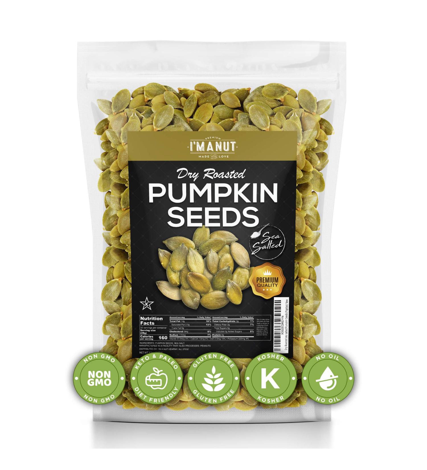 Premium 2 lb Dry Roasted Pumpkin Seeds with Sea Salt | Non-GMO, Vegan & Keto Friendly - Buy Online on GoSupps.com