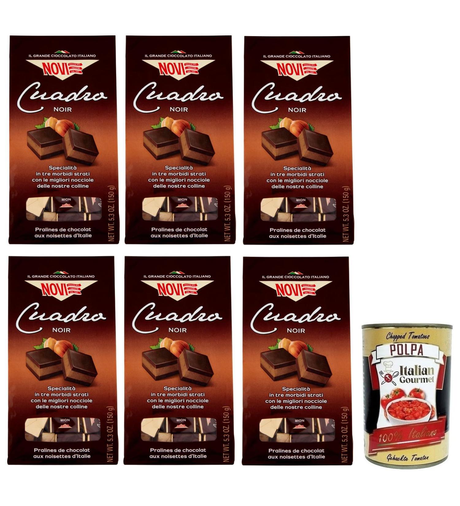 Italian Gourmet E.R. Novi Cuadro Noir Lot of 6 bags of chocolates with hazelnuts and low fat cocoa 150 g + Gourmet Italian Tomato Pulp Tomato Pulp 400 g - Buy Online on GoSupps.com