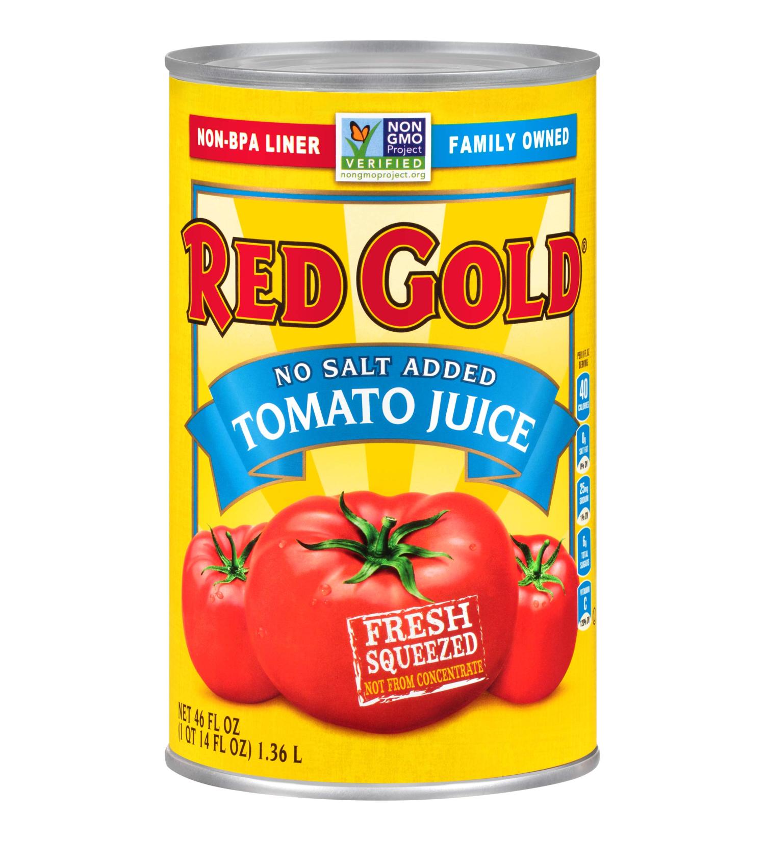 Red Gold Fresh Tomato Juice - No Salt Added, Kosher, Gluten Free - 46oz Can - Buy Online on GoSupps.com